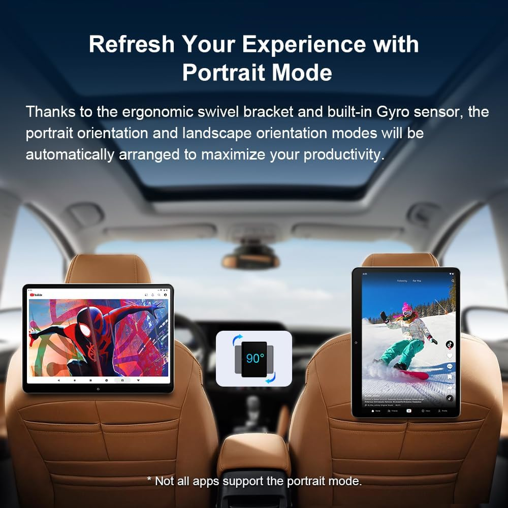 XTRONS 14 Inch Rotatable IPS Car Touch Screen Car Headrest Monitor, Android 11 Car TV Tablet for Back Seat, Car Video Player Portable TV for Car, Support Netflix/Youtube, 4K Video, Wifi, HDMI image number 6