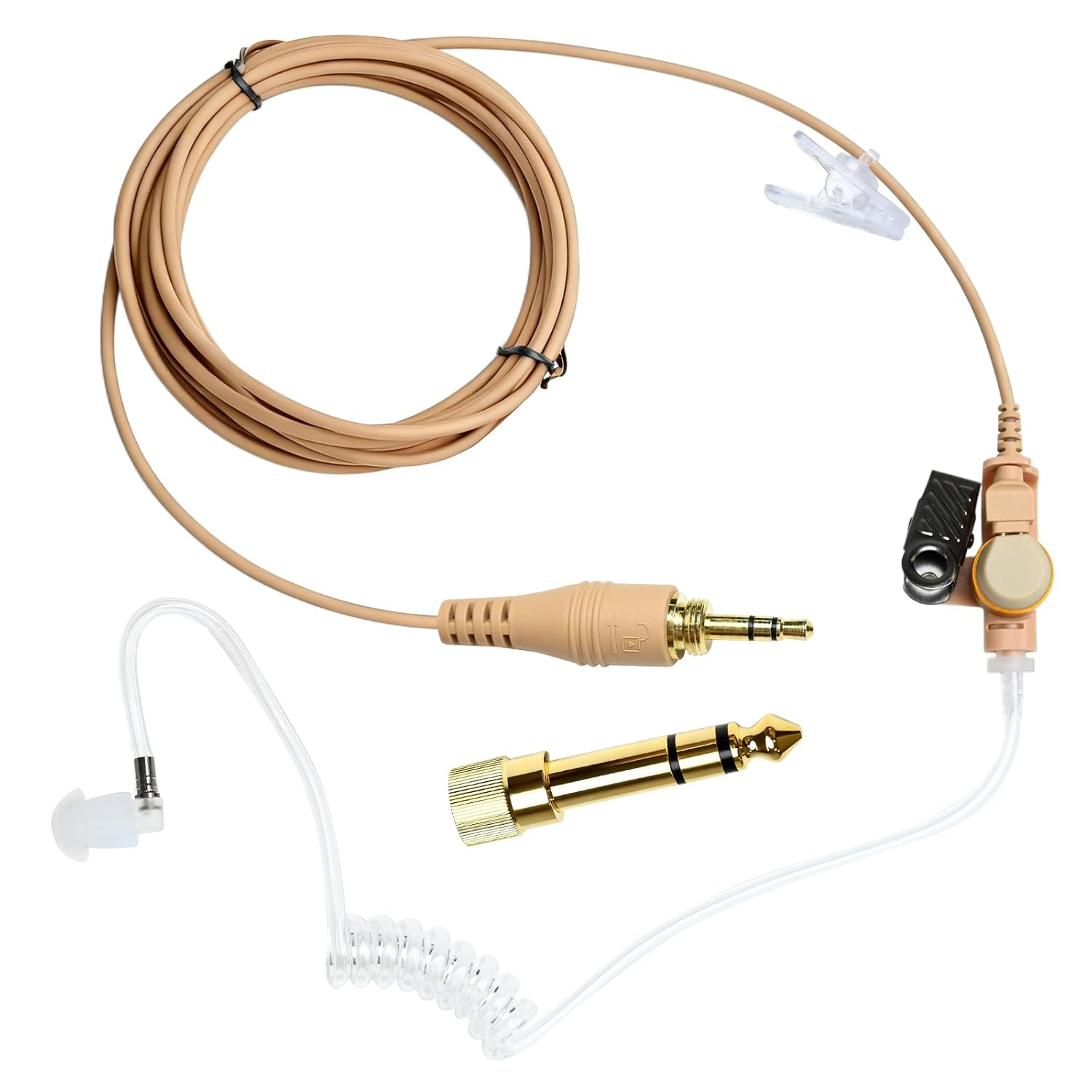 Pdflie 3.5Mm IFB Kit Earpiece Broadcast Communication Headset Anchor Broadcaster In-Ear Professional Earset with 1/4" Connector for Iphone Android Telex Lecstronics Clear-Com Comrex (Flesh Skin) image number 3