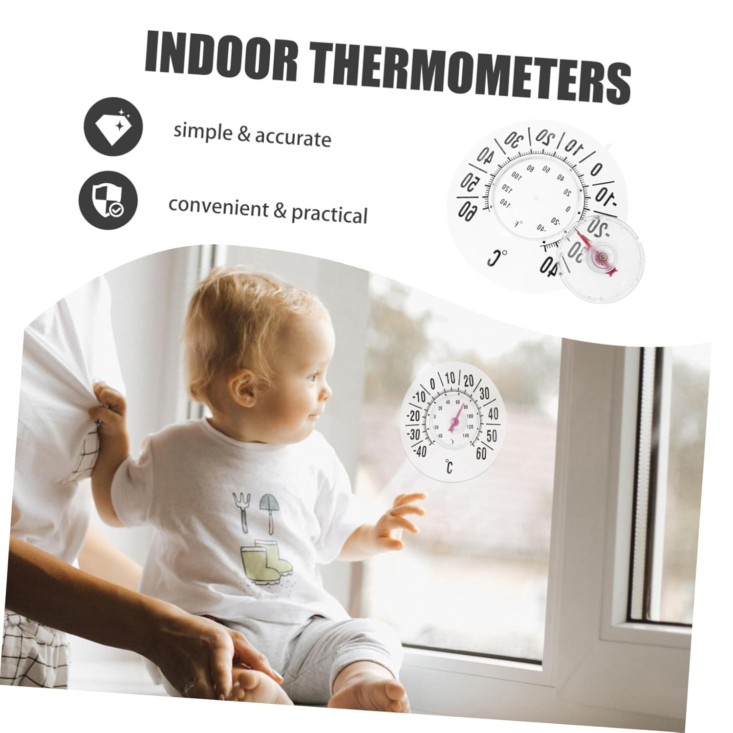 Window Thermometer Suction Cup Indoor Outdoor Room Thermometer for Nursery and Patio High Precision Accurate Temperature Gauge image number 3