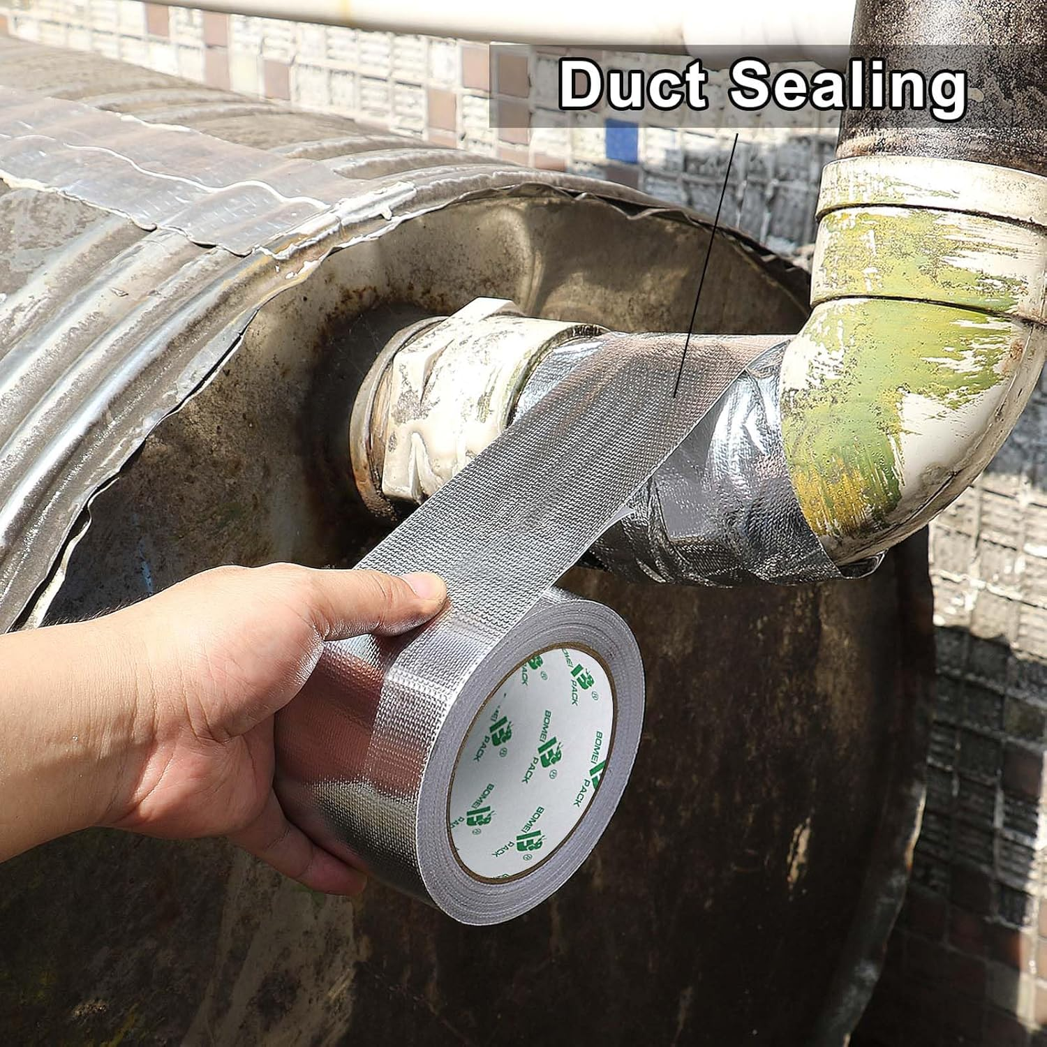 BOMEI PACK 1 Roll Aluminum Foil Heat Shield Tape,Heat Reflective Heat Shield Thermal Barrier Foil Tape,Fiber-Glass Aluminum Foil Tape 4 Inch X 66Feet image number 3