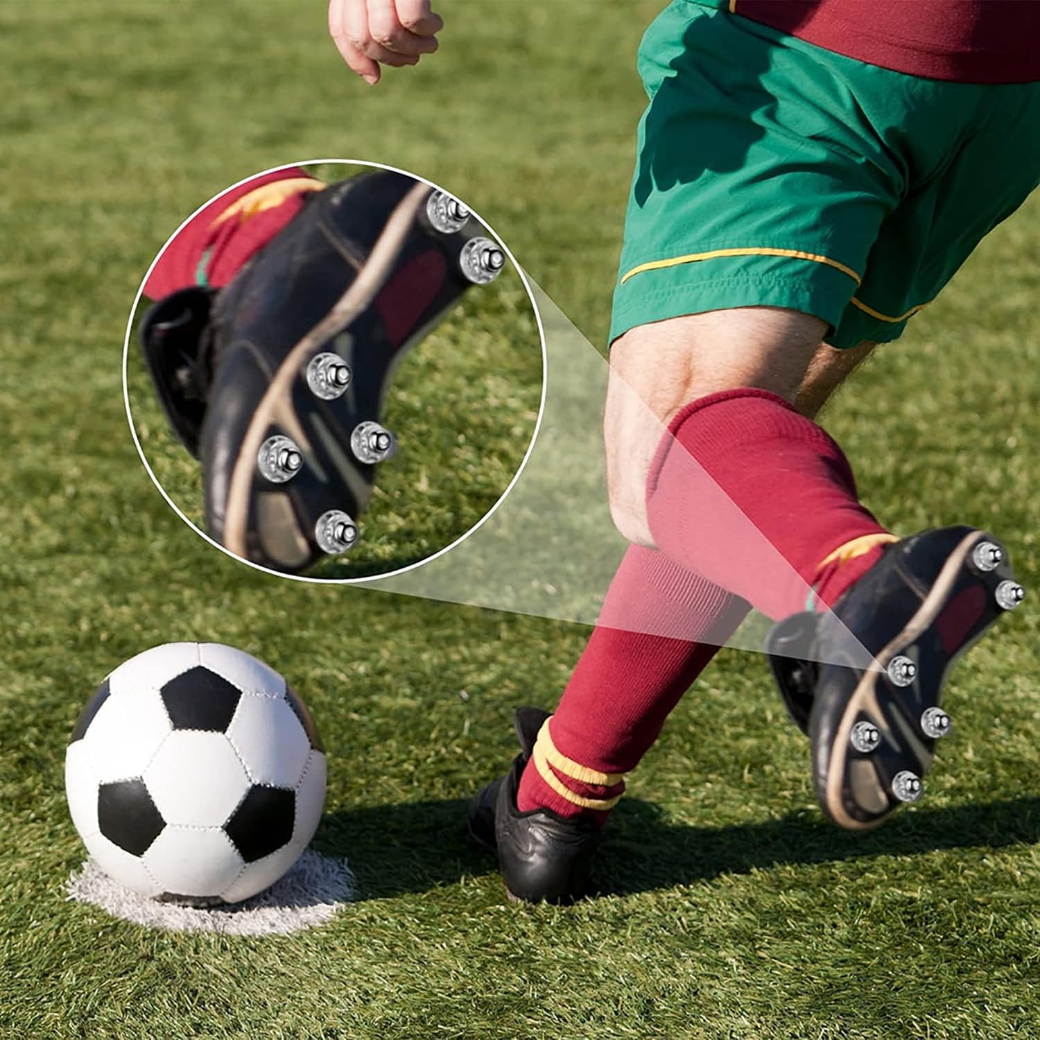 SILHOL 12Pcs Football Boot Studs Replacement, Aluminum Nail Head and Plastic Replacement Studs for Soccer and Rugby Boots, 2 Sizes (Short and Long) for Adults Training, Matches