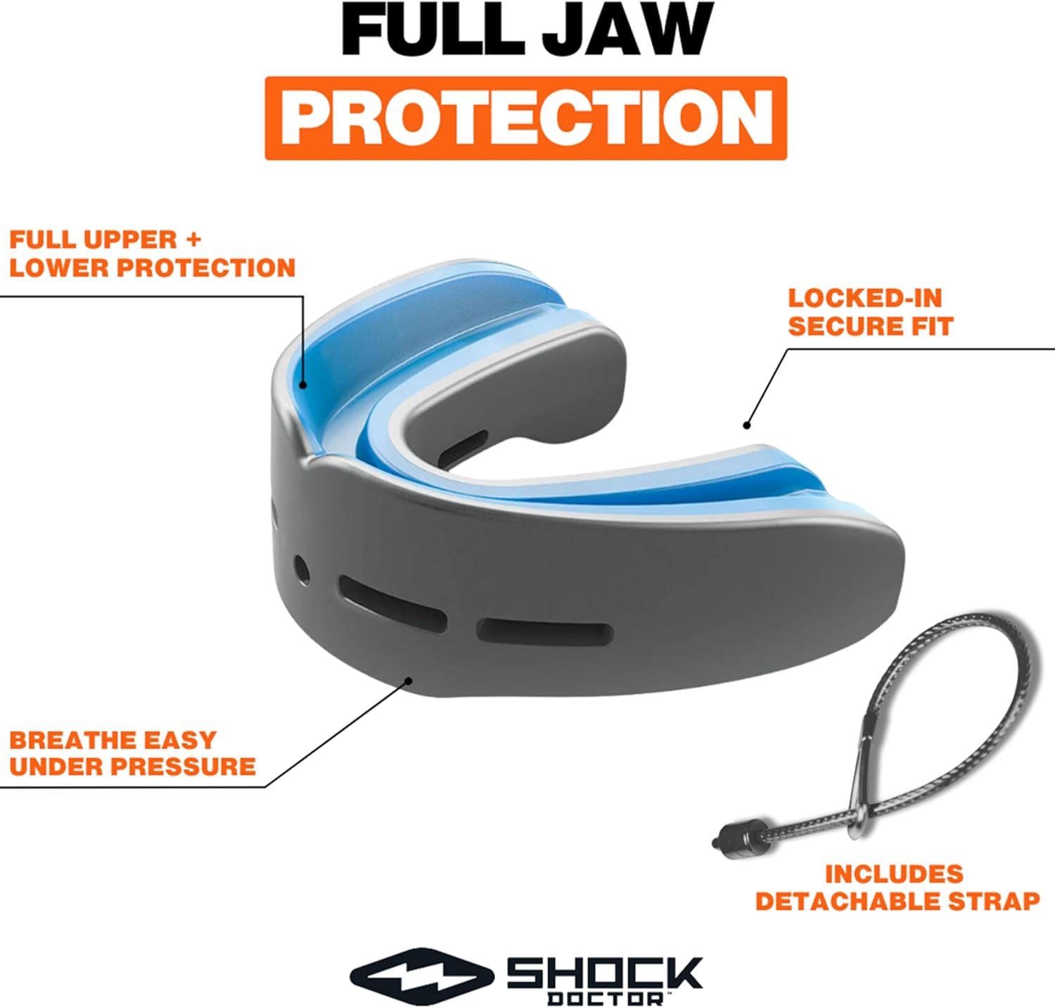 Shock Doctor Nano Double Mouthguard, Protects Upper and Lower Teeth, Youth & Adult Available image number 2