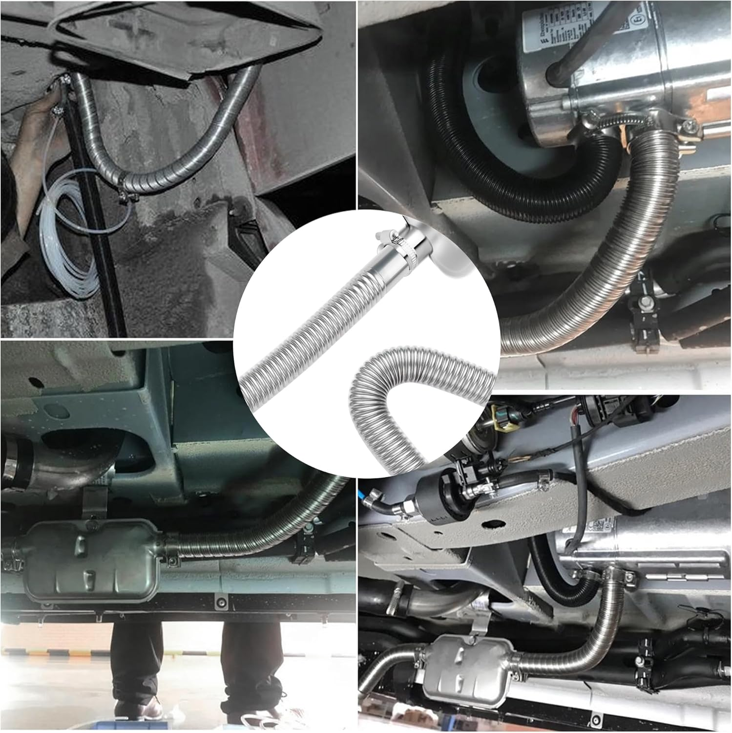 25Mm/0.98" Diesel Heater Exhaust Pipe with Silencer Muffler,Stainless Steel Pipe for Car Modified Intake & Exhaust System,Universal Car Accessories Diesel Heater Hose Kit image number 1