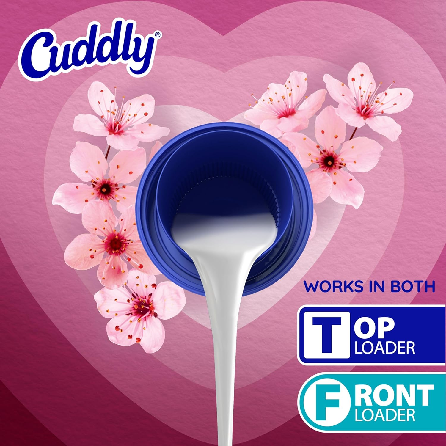 Cuddly Concentrate Liquid Fabric Softener Conditioner, 900Ml, 45 Washes, Japanese Cherry Blossom, Long Lasting Fragrance image number 2