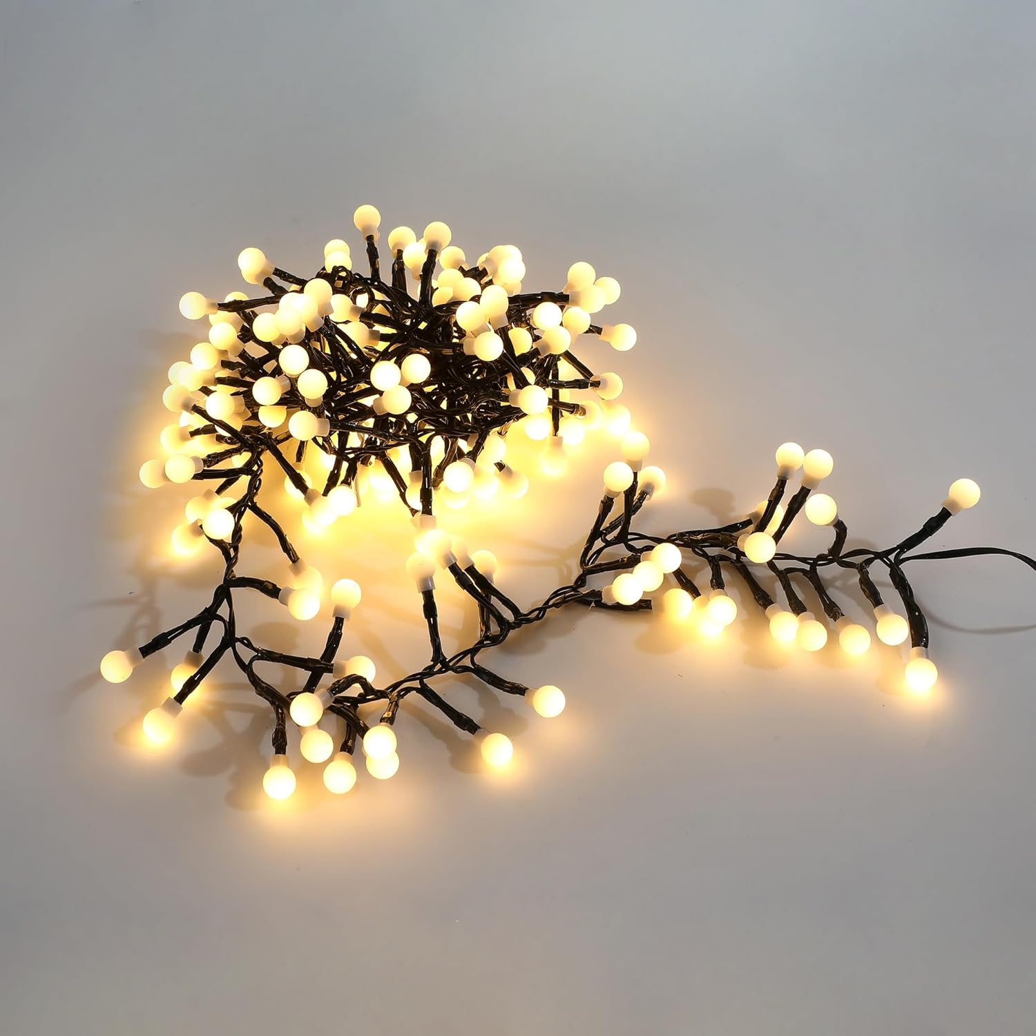 Lexi Lighting 300 Leds Connectable Cluster Fairy Chain Lights, Dark Cable, Red and White Cherry Ball, IP44, 3M Light Length, Christmas, Party, Garden, Wedding, Festival Decoration