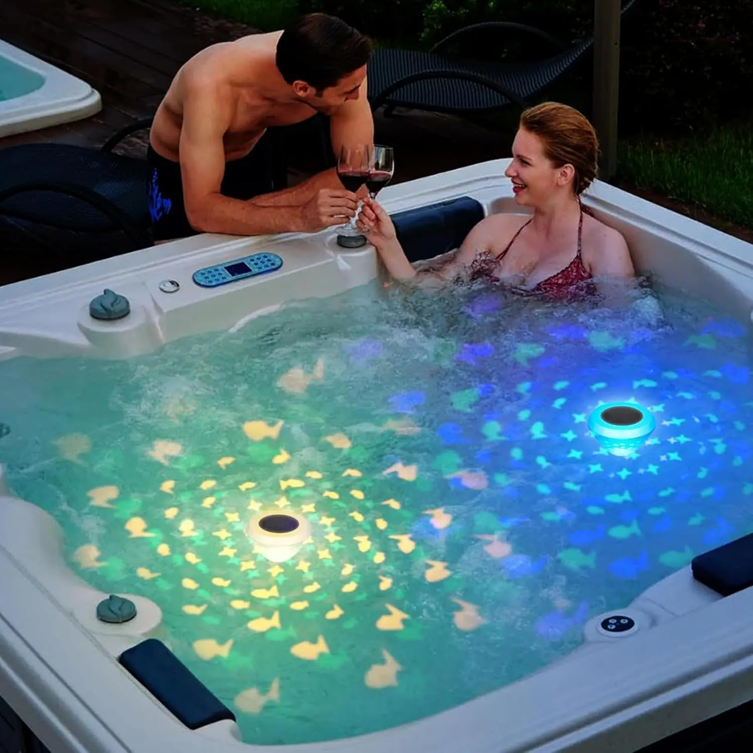 Solar Power Swimming Floating Pool Lights, Rechargeable 3PCS Color Changing Underwater Pool Light That Float, 4 Colors 2 Modes, Glow Hot Bath Tub LED Light up Decor (Solar Powered, Type-C Charging) image number 3