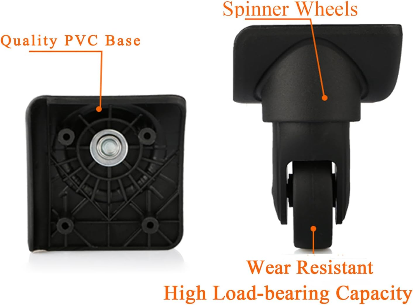 Replacement Luggage Wheels for Suitcases Repair, Set of 4, Luggage Spinner Wheel Replacement Repair Casters for Travel Customs Trolley Bag, TR149R - 4 Pcs, One Size, Non-Universal, Tr149R