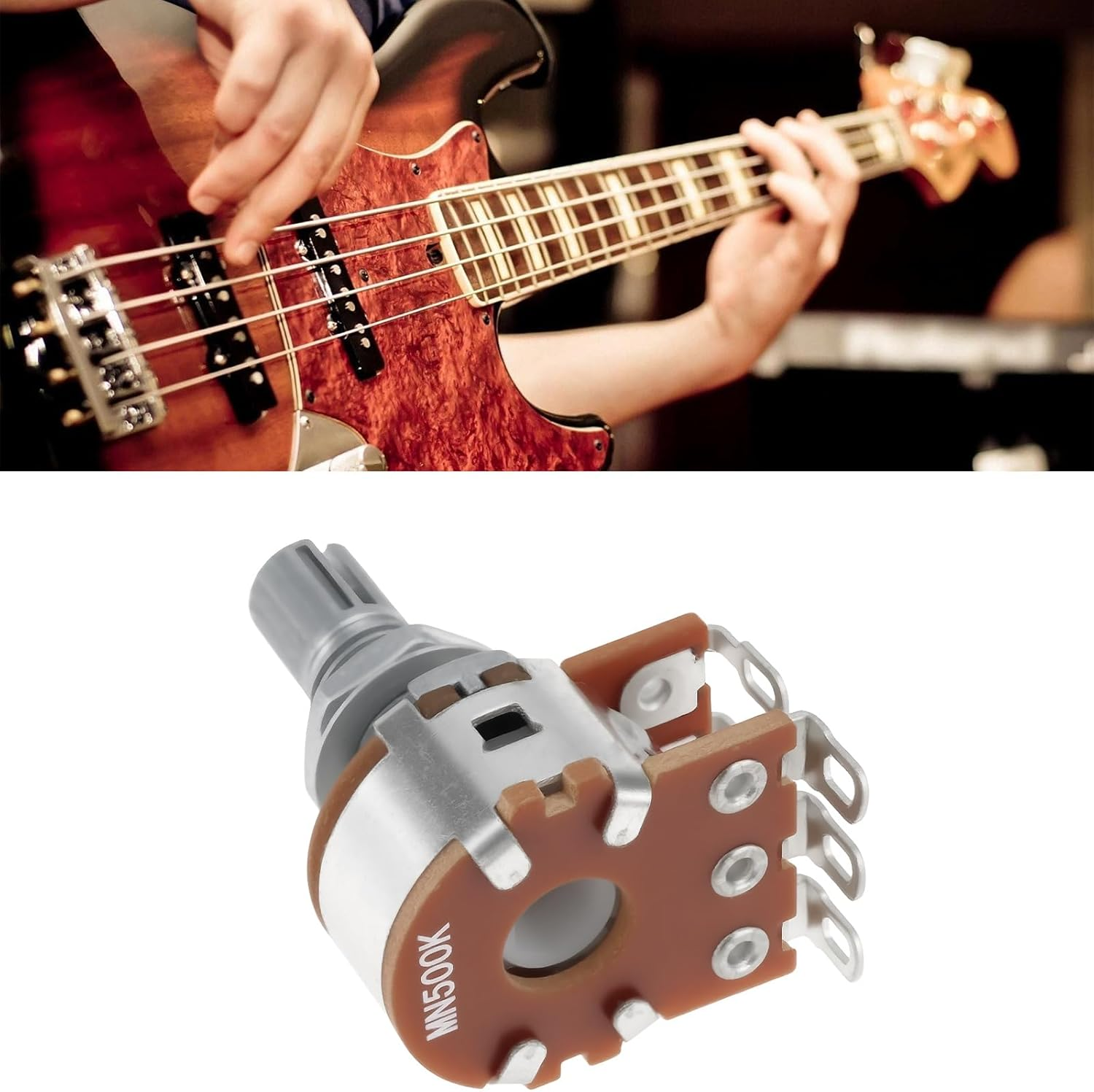 Ecsing 4Pcs Pitch Double Layer Knob Potentiometer MN500K Linear Cone Shaft Potentiometer Suitable for Guitar Bass Volume Control