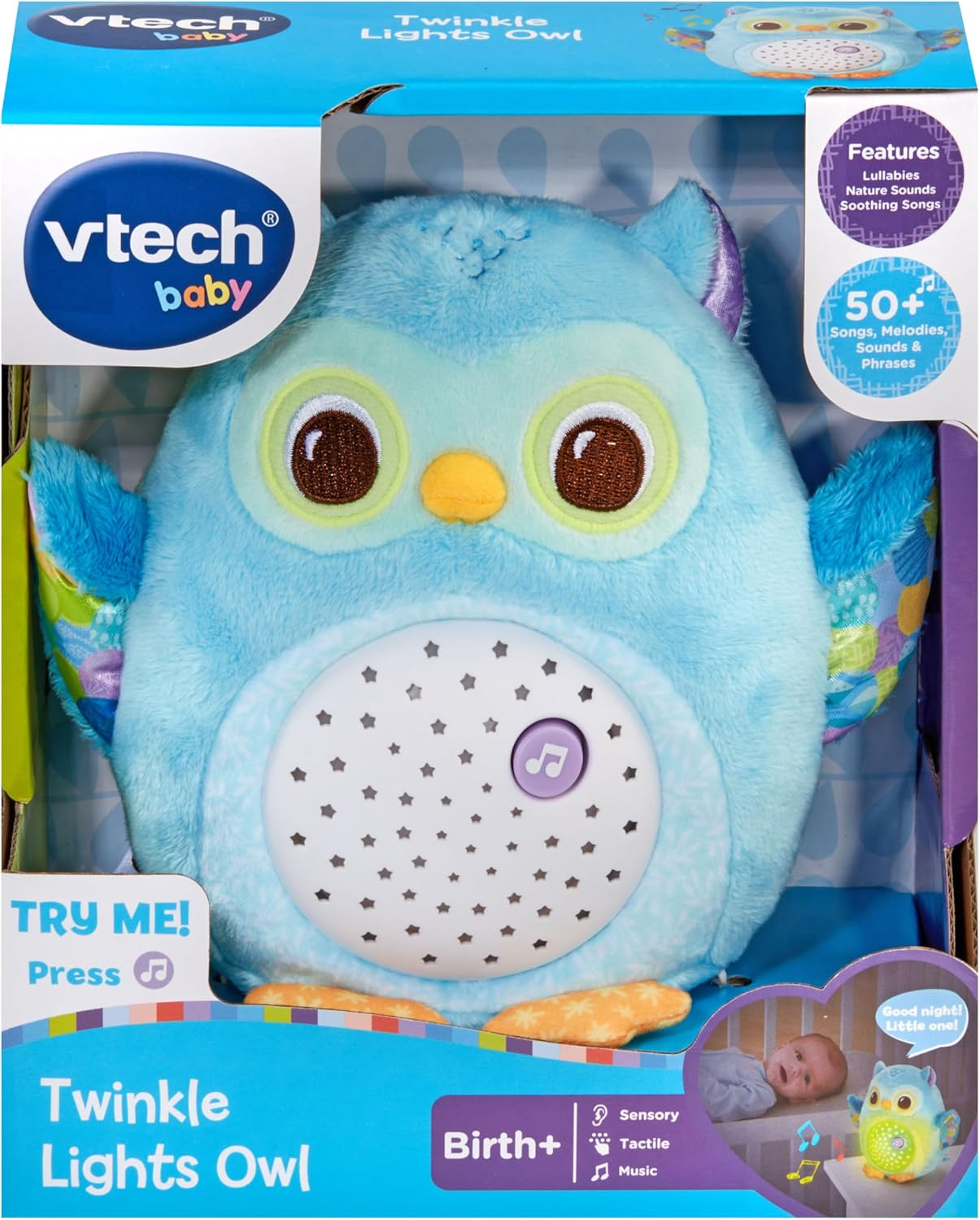 Vtech Twinkle Lights Owl - Electronic Owl Plush Toy - 566903 - Blue image number 2