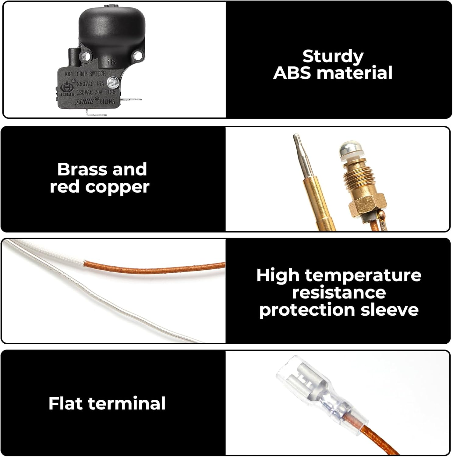 Outdoor Heater Replacement Parts Thermocouple & Tilt Switch, Repair Kit Dump Switch & Thermocouple Used for round Stand up Heater and Pyramid Patio Heater, Safety Protection System Thermistor Kit image number 4