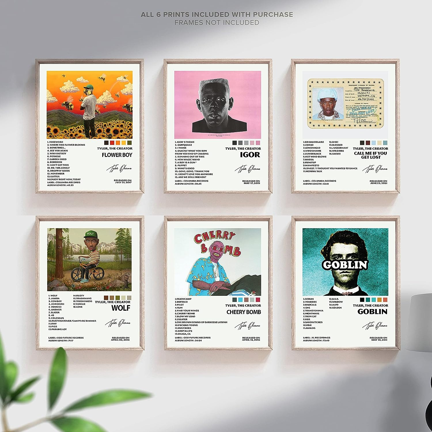 ZIENVE Tyler the Creator Album Cover Posters, Set of 6 Print Music Canvas Wall Art Album Cover Signed Limited Posters Aesthetic Room Decor, 20 X 25Cm Unframed image number 5