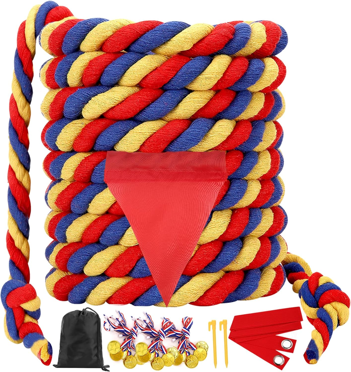 Outdoor Games 20 FT Tug of War Rope for Kids and Adults, Field Day Family Reunion Birthday Party Yard Lawn Games, Summer outside Camping Picnic Carnival Games, Perfect for Team Building Activities