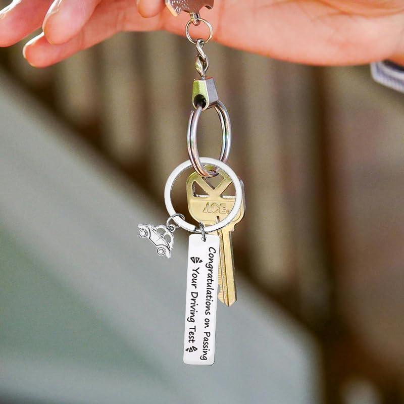 Stainless Steel Keychain, New Driver Gifts, Congratulations on Passing Driving Test Keychain for Teen Girls and Boys image number 2