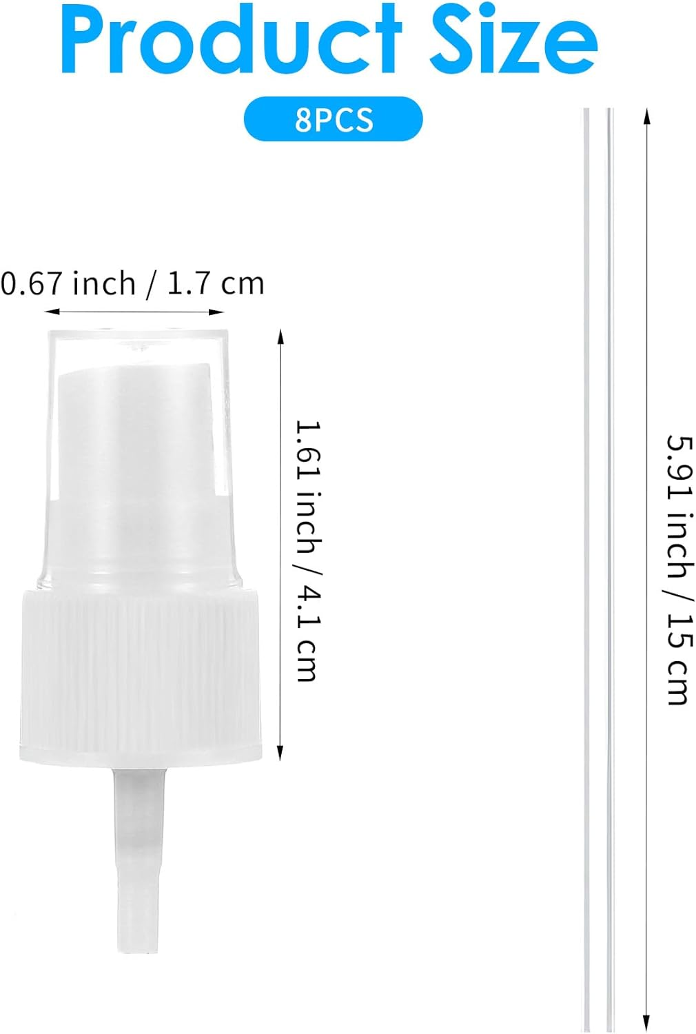 Valuebargain 8 Pcs Spray Tops for Toner Bottles, Spray Cap for Glycolic Acid, Oil Bottles (White)