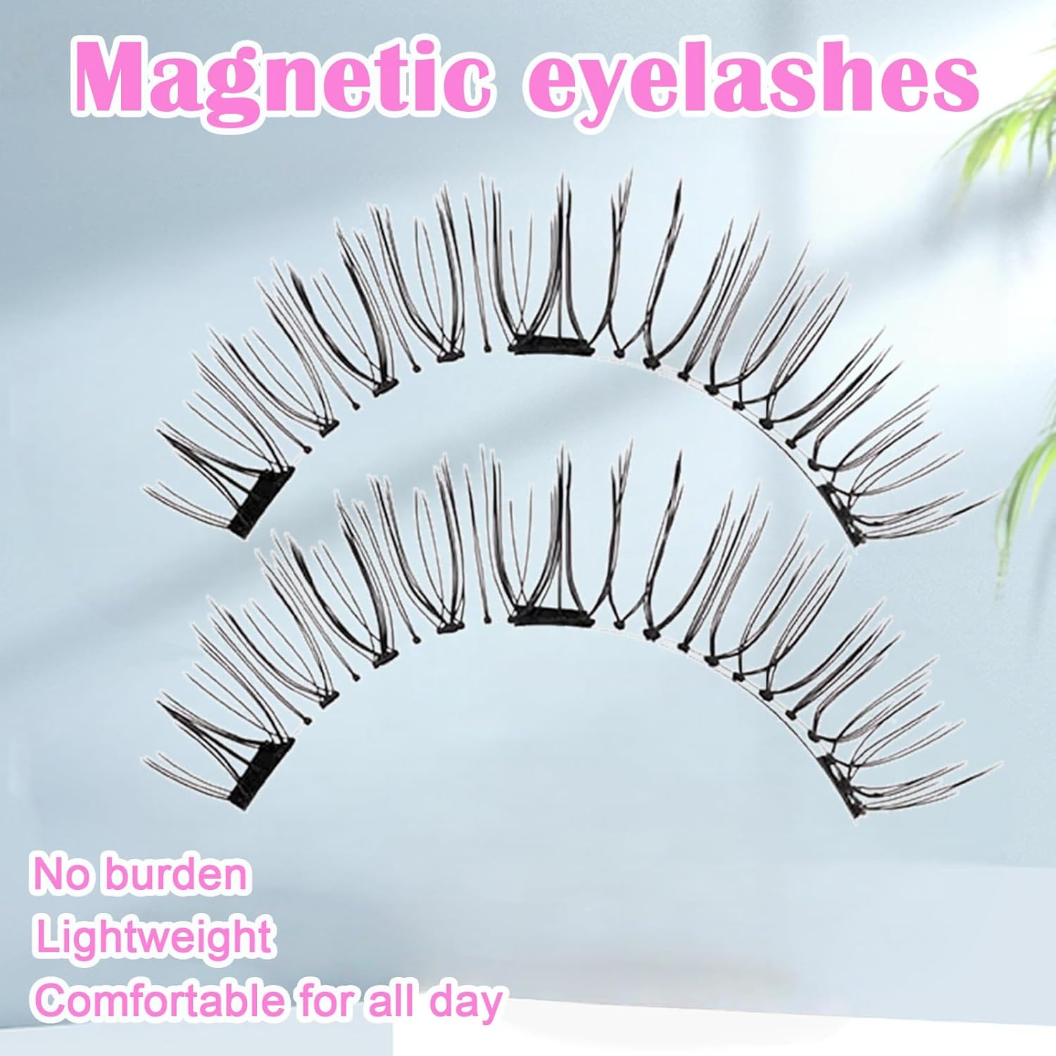 2Pcs Magnetic Eyelashes Kit, Self Adhesive Lashes, Dense Type, Super Natural Look, Reusable, Waterproof (24P+KS01) - K8+Mc001 image number 4