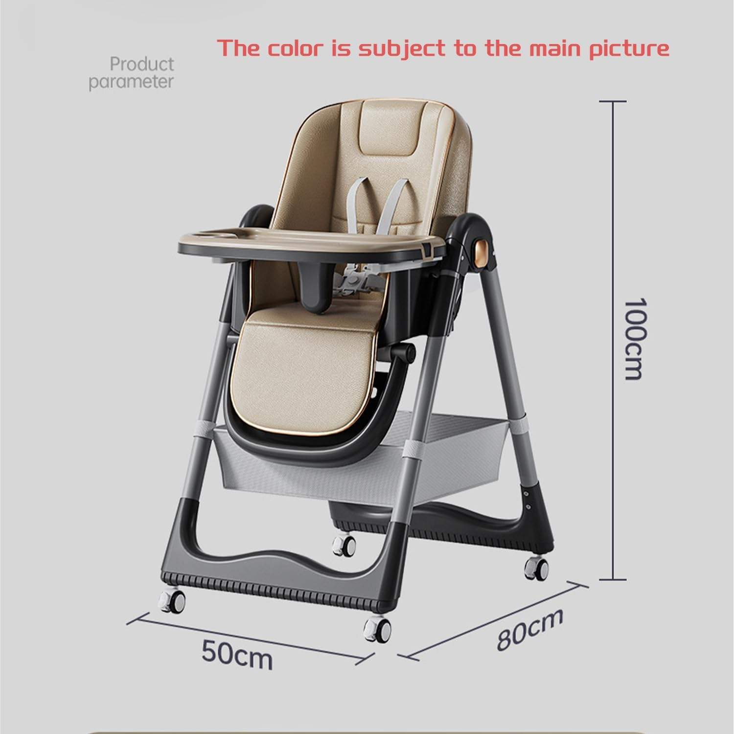 4 in 1 Baby High Chair for Dining & Feeding &ndash; Adjustable Toddler Highchair with 4 Wheels, Foldable & Portable Design, Bpa-Free Tray, Safe 5-Point Harness, Suitable for 6 Months to 6 Years image number 4