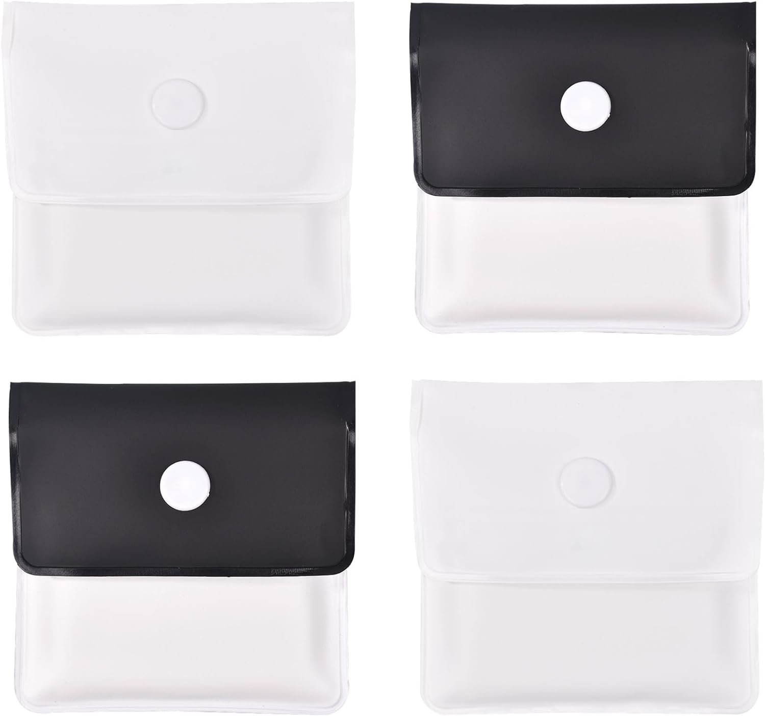Pocket Ashtray Pouch Fireproof PVC, 4 Pcs Reusable Portable Ashtray with Lid Smell Proof, Cute Travel Ashtray Cigarette Butt Disposal, Cigarette Disposal Outdoor Fancy Black and White for Travel Use image number 6