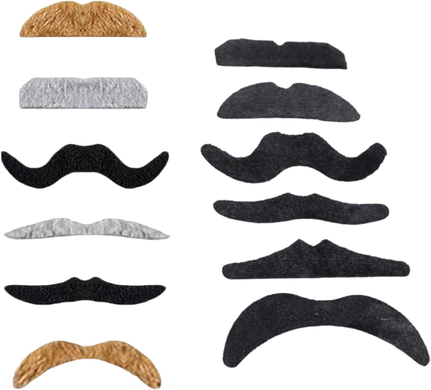 12 Pcs Fake Mustache Self Adhesive Moustache Novelty Mexican Halloween Costume Party Masquerade Cop Facial Hair