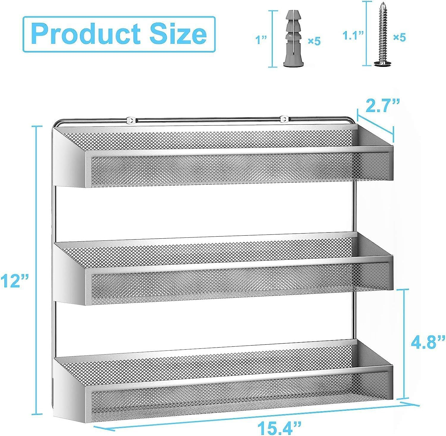 Spice Rack Wall Mounted with 2 Pack,3 Tier Spice Organizer Counter-Top Stand Wall Mounted Storage Rack Hanging Shelf for Kitchen Cabinet, Cupboard, Pantry Door, Bathroom image number 5