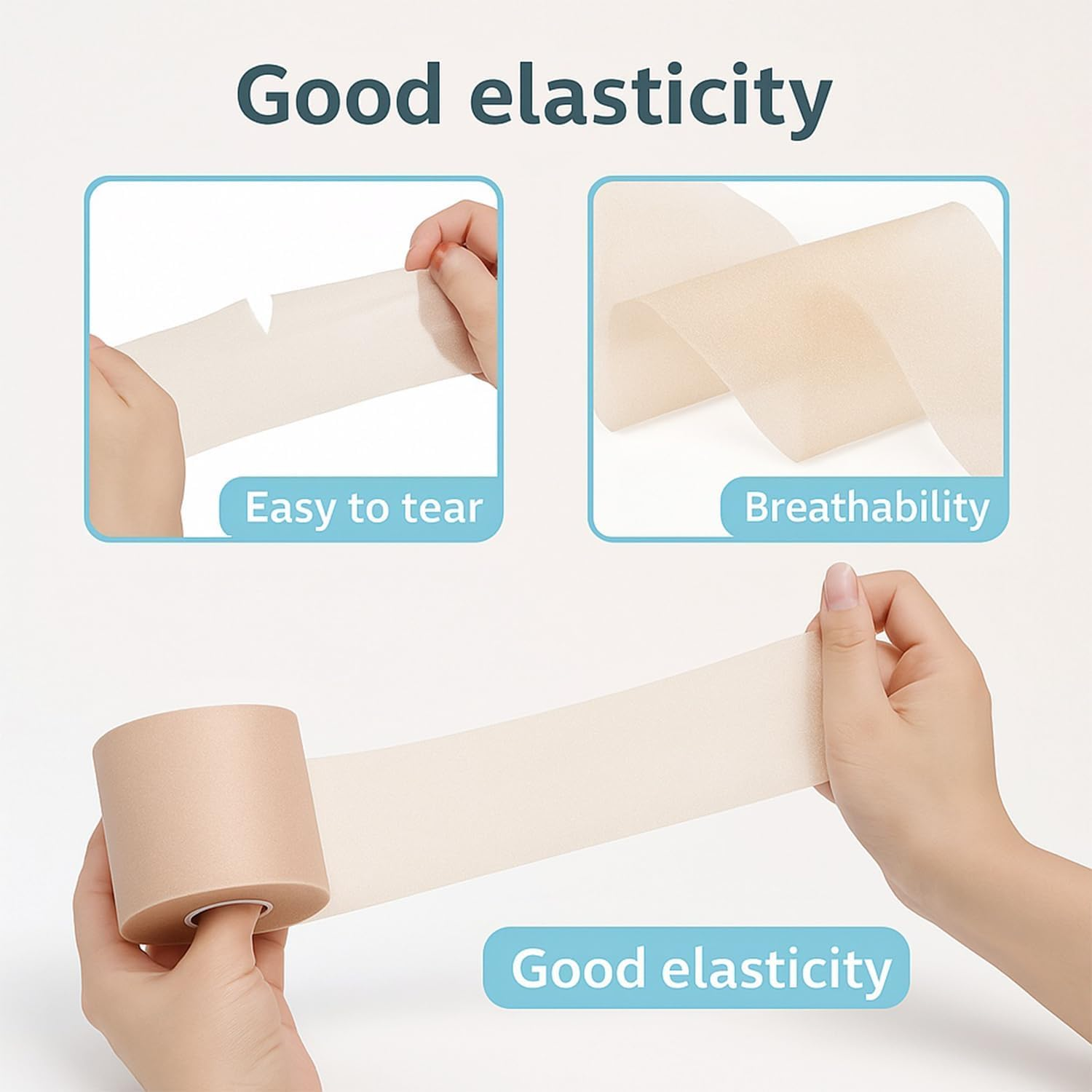 Athletic Sports Tape 3 Rolls (2.75" X29.5Yards) -Strapping Tape and Kinesiology Tape, Latex-Free Breathable Material, Easy-Tear Cohesive Bandage for Wrists, Knees and Ankles &ndash; Fengea image number 4