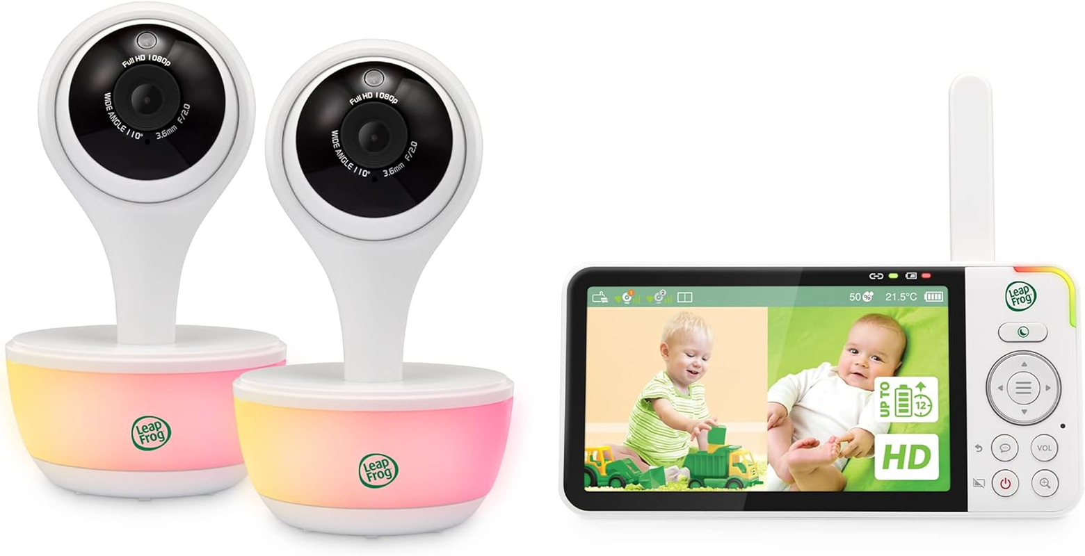Leapfrog LF815HD 5" 2-Camera Wi-Fi HD Video Baby Monitor with Remote Access, Colour Night Vision, Night Light, 2-Way Talk, Soothing Sounds, Temp/Humidity/Motion Sensor, up to 12 Hours Battery Life image number 6