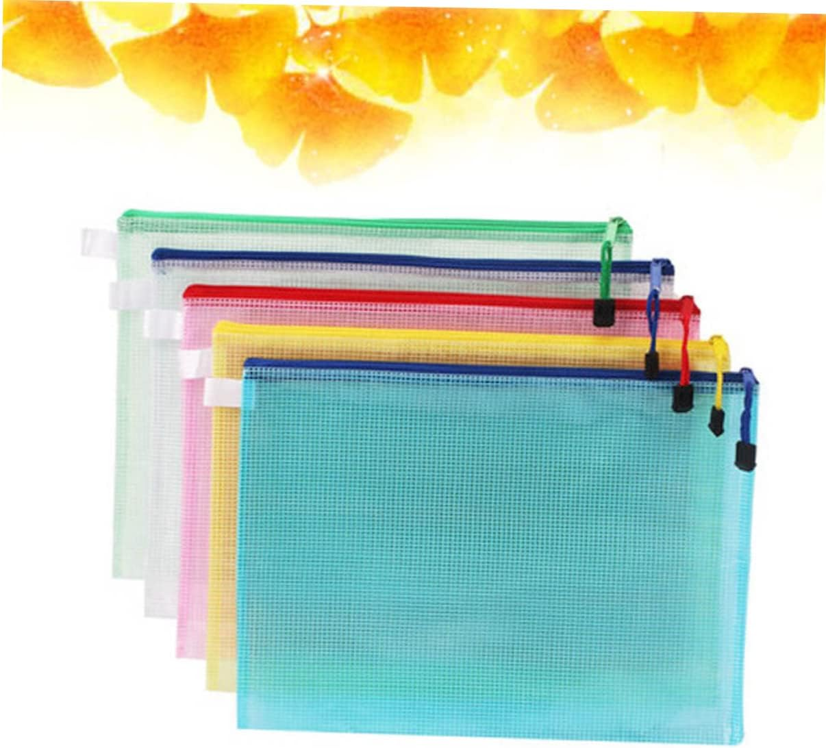 HOODANCOS 5Pcs File Pockets PVC Plastic Zipper File Bags Documents Organizer Pouch for Bag and Organizer Portable for Document Pouch and Mesh Zipper image number 2