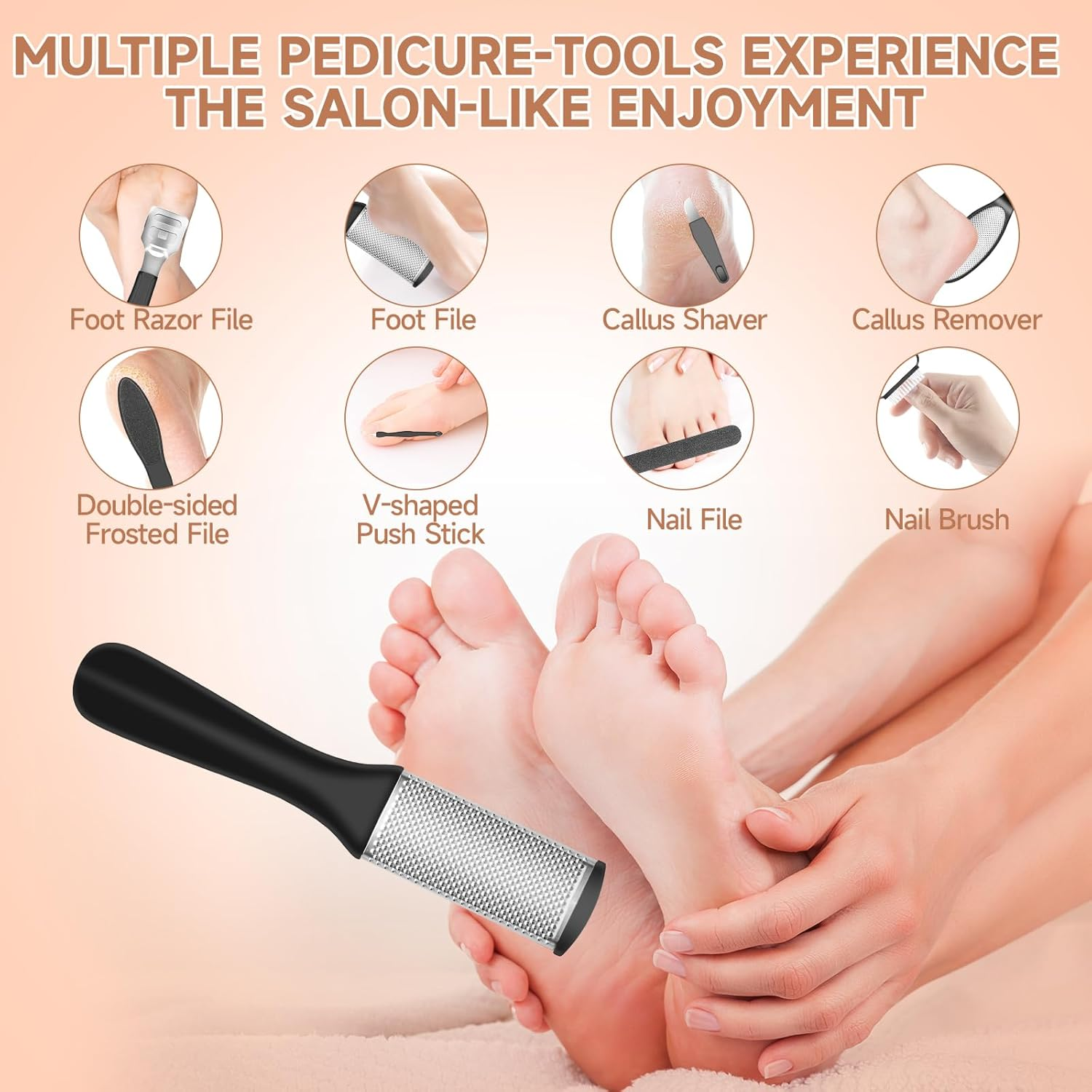 Electric Callus Remover for Feet,Professional Pedicure Kit Rechargeable Foot File Hard Skin Remover for Cracked Heels &Dead Skin,With 3 Roller Heads 2 Speed(Black N1) image number 2