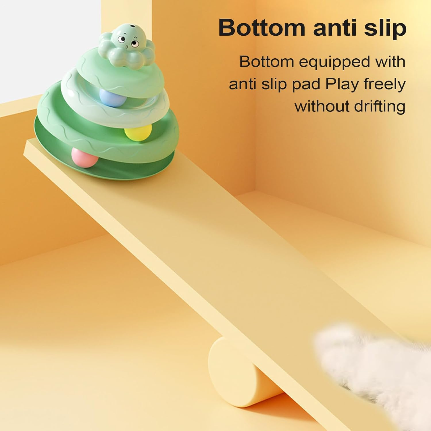 Cat Ball Track Toy | Three Layer Cat Ball Toy - Exercise Scratcher Anti-Slip Moving Puzzle Games for Small Space Indoor Hunting Treat Enrichment Boredom Birthday image number 3