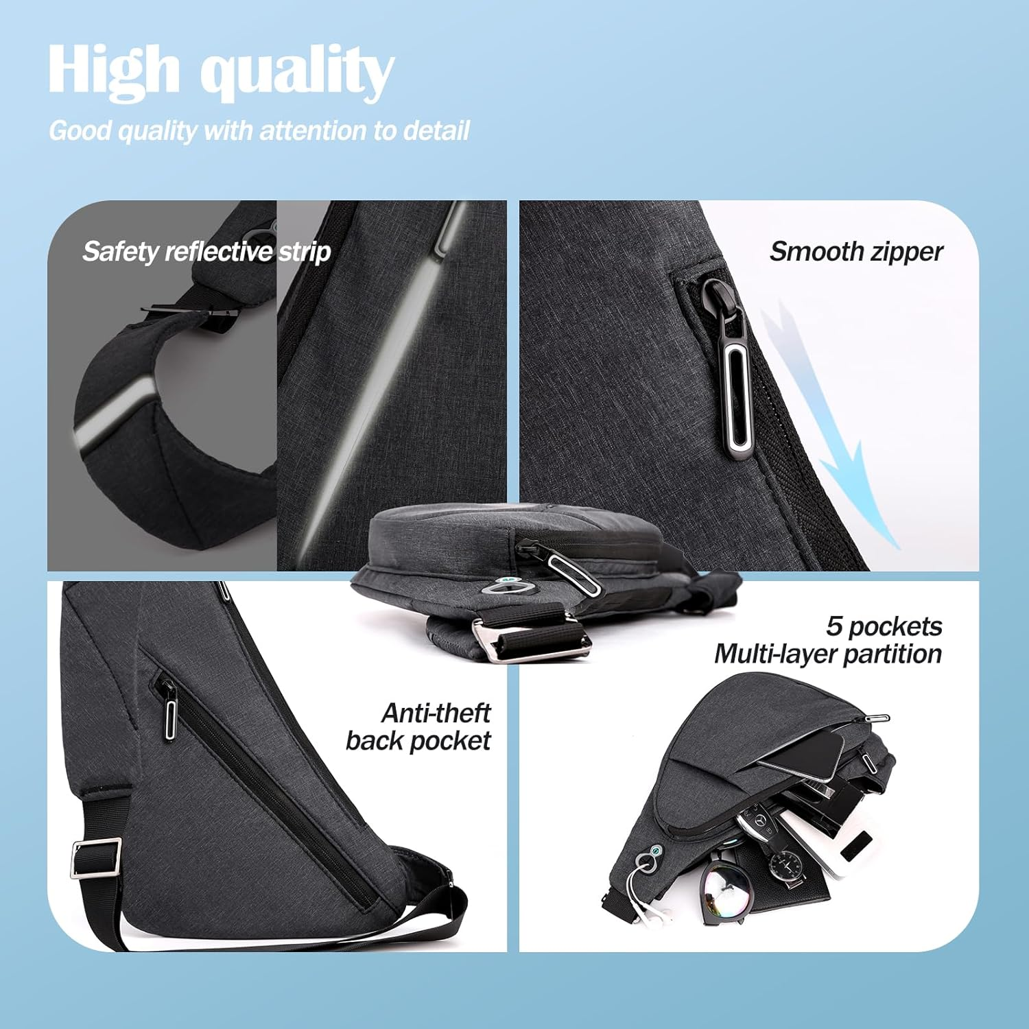 Anti-Theft Waterproof Shoulder Backpack Sling Chest Crossbody Bag image number 4