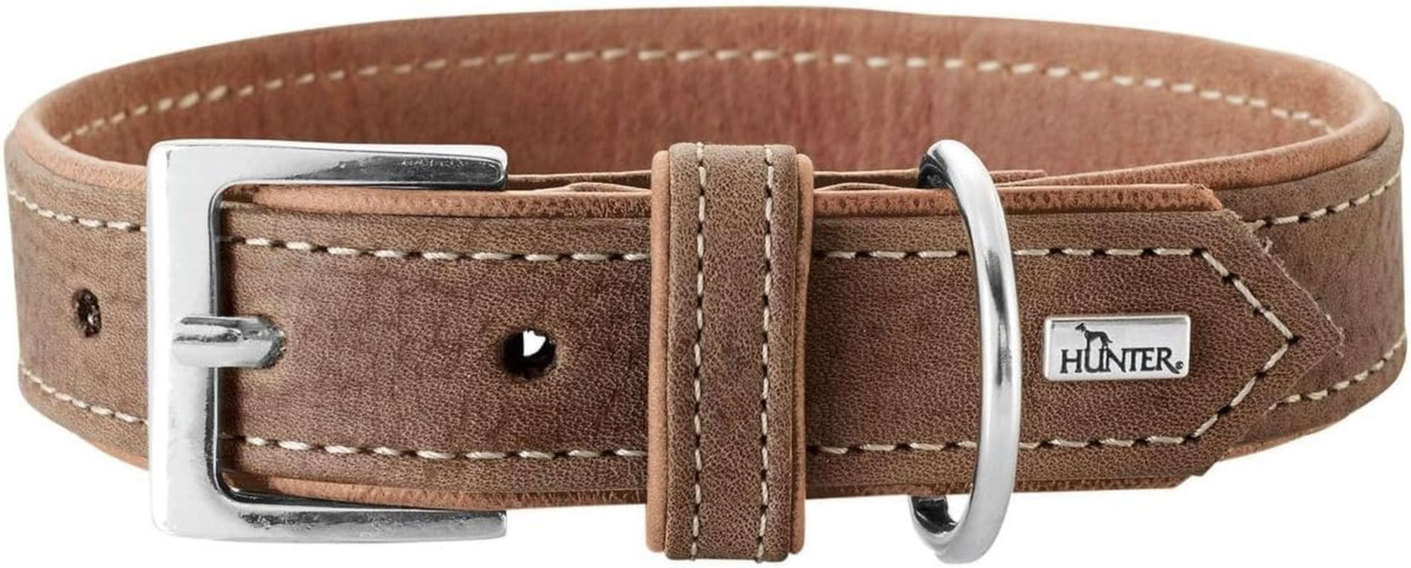 Hunter PORTO Dog Collar with Olive Leaf Tanned Premium Leather, Environmentally Friendly and Sustainable