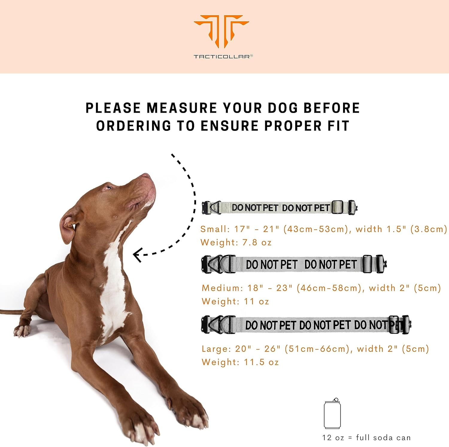 Tacticollar - DO NOT PET, 2 Inch Nylon Collar for Small, Medium and Large Dogs, Neoprene Padded Inside, Communicate Your Dogs Needs to Prevent Accidents (Black Medium)