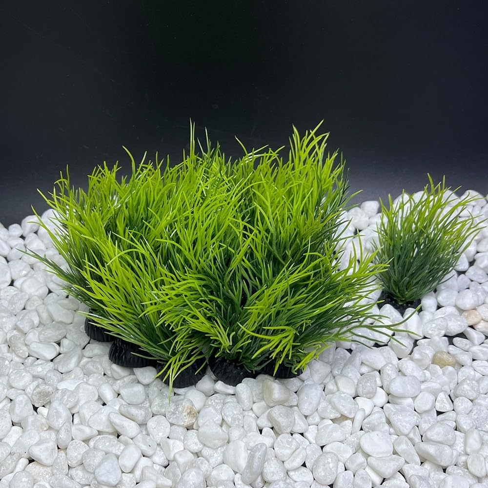 Smoothedo-Pets Aquarium Plants Fish Tank Decorations 20Pcs Small Size/1Inch Tall Plastic Artificial Plant Goldfish Waterscape Fish Hides Mini Grass Set (Green-Dark) image number 6
