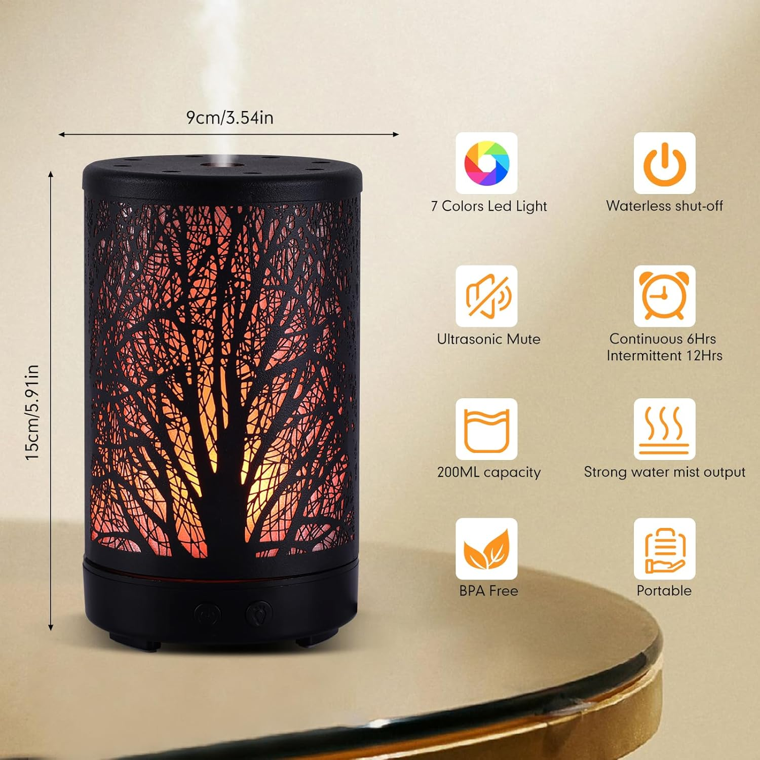 Metal Essential Oil Diffuser，Aromatherapy Diffuser 7 Colors Changed Ultrasonic Diffuser Air Led Diffuser Infuser Oil Machine Essential Oils for Diffusers for Home Large Room Office image number 6