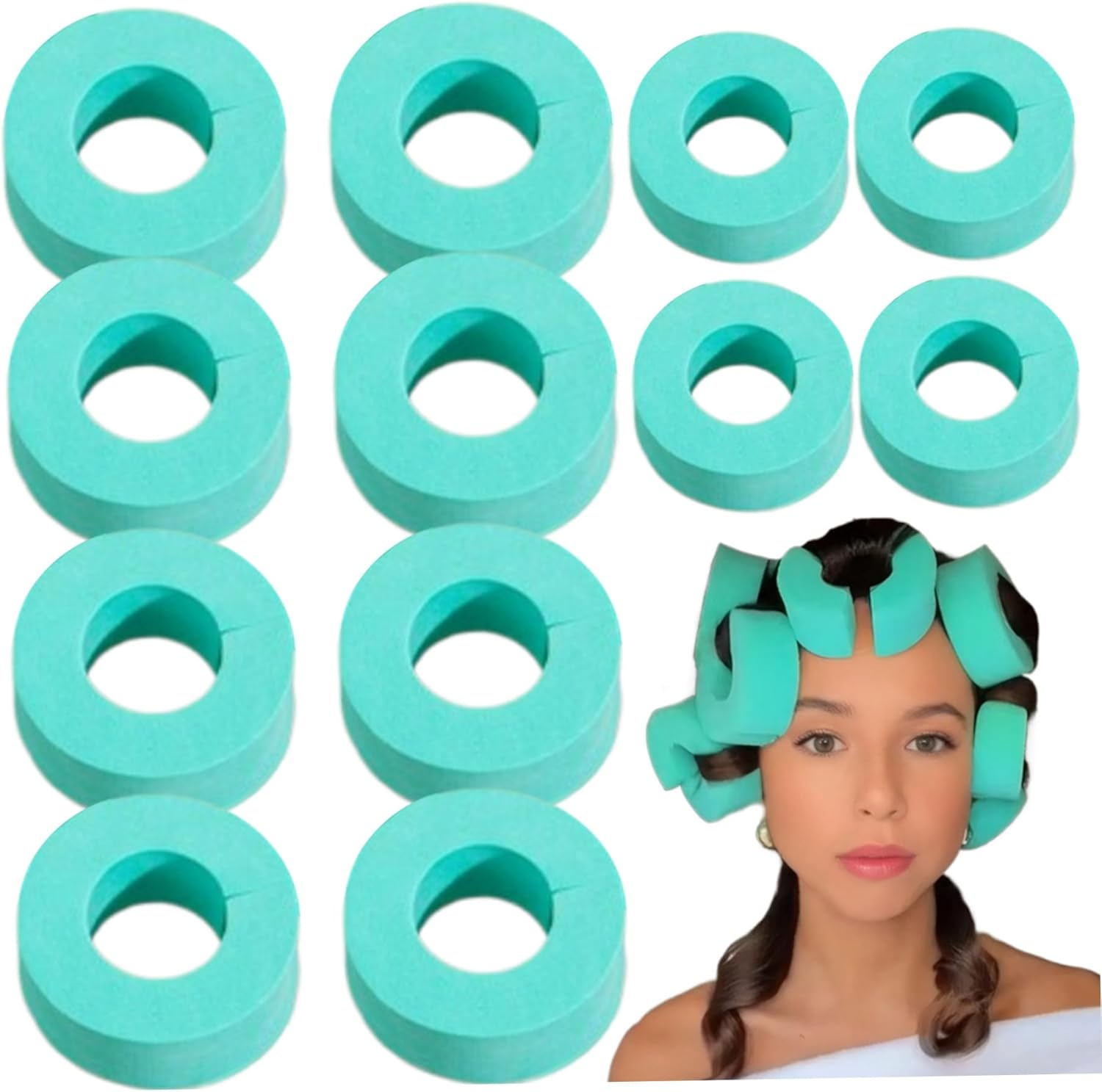 Heatless Blowout 12PCS Heatless Curlers Sponge C-Shape Rollers Heatless Curls DIY No Heat Hair Curlers Reusable Hair Rollers for Blowout Look Long Hair