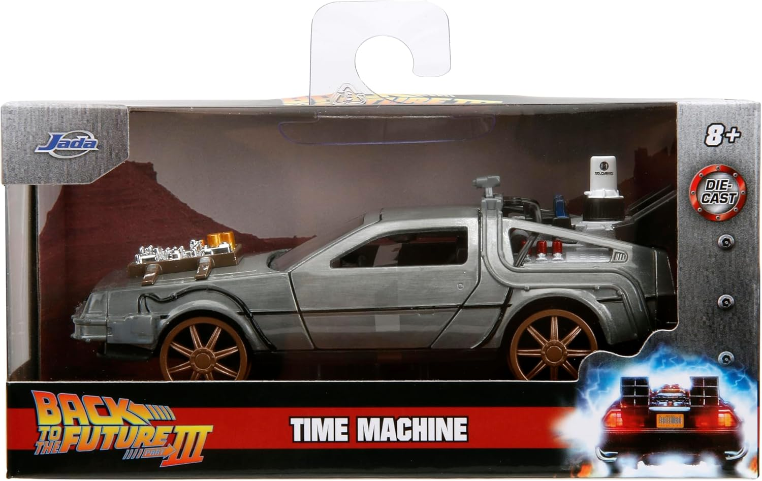 Back to the Future Part III 1:32 Time Machine Rail Wheels Die-Cast Car, Toys for Kids and Adults image number 4