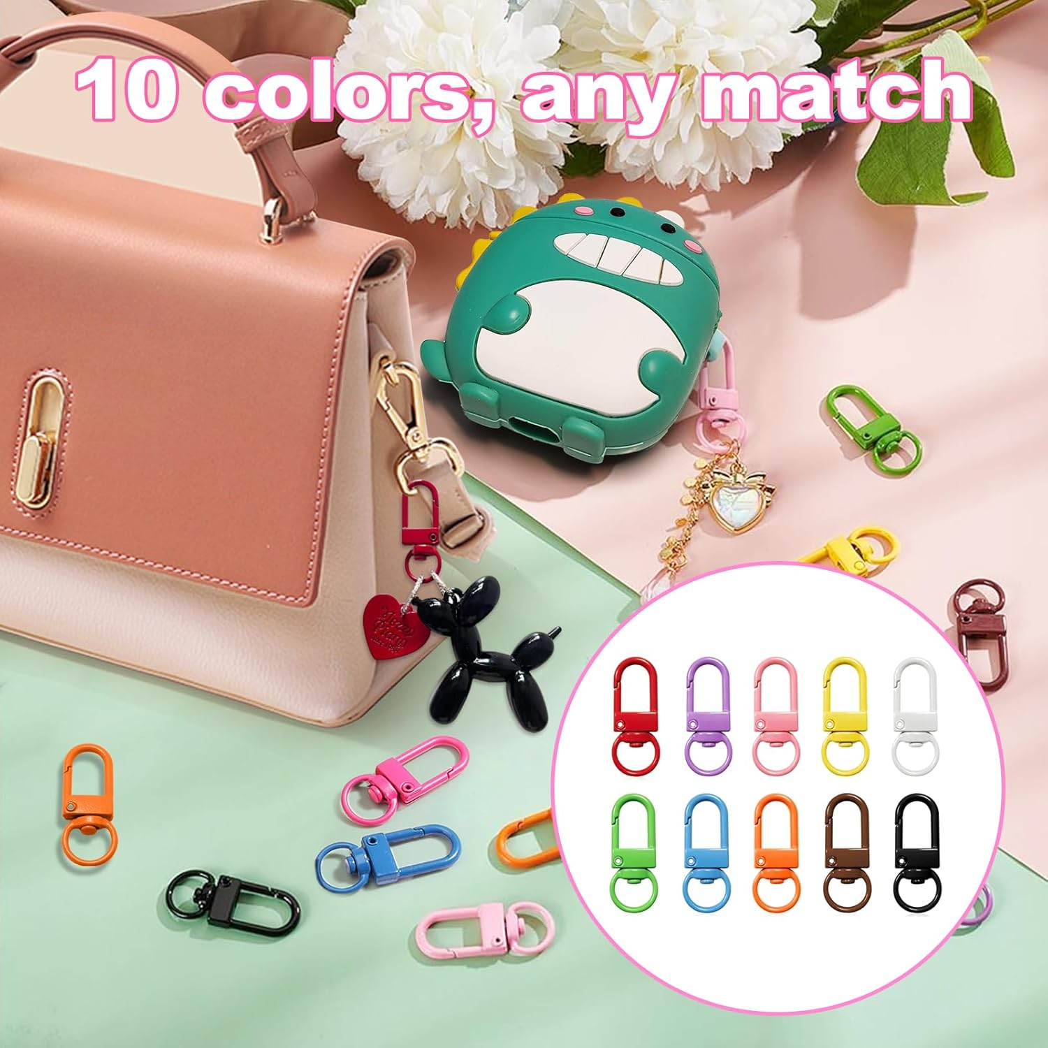 Colorful Lobster Claw Clasps Keychain 30Pcs Metal Swivel Lanyards Trigger Snap Hooks 10 Colors Carabiner Clip Key Rings for DIY Craft Bag Key Chains Connector Jewelry Making Key Chain Making Kit image number 4