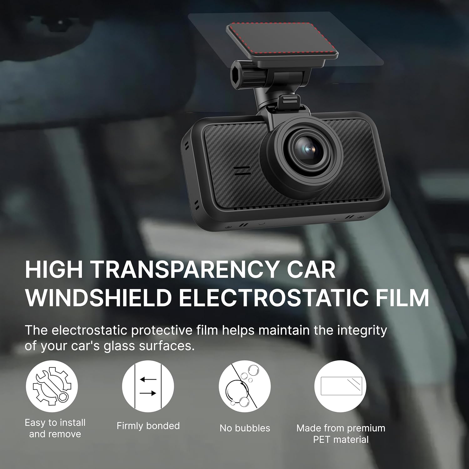 Miofive S1 Series Double-Sided Adhesive Dash Cam Mounts - 2 Mounts, 3 Spare Adhesives (Front & Rear), 6 Static Stickers, Replaceable Accessories image number 5