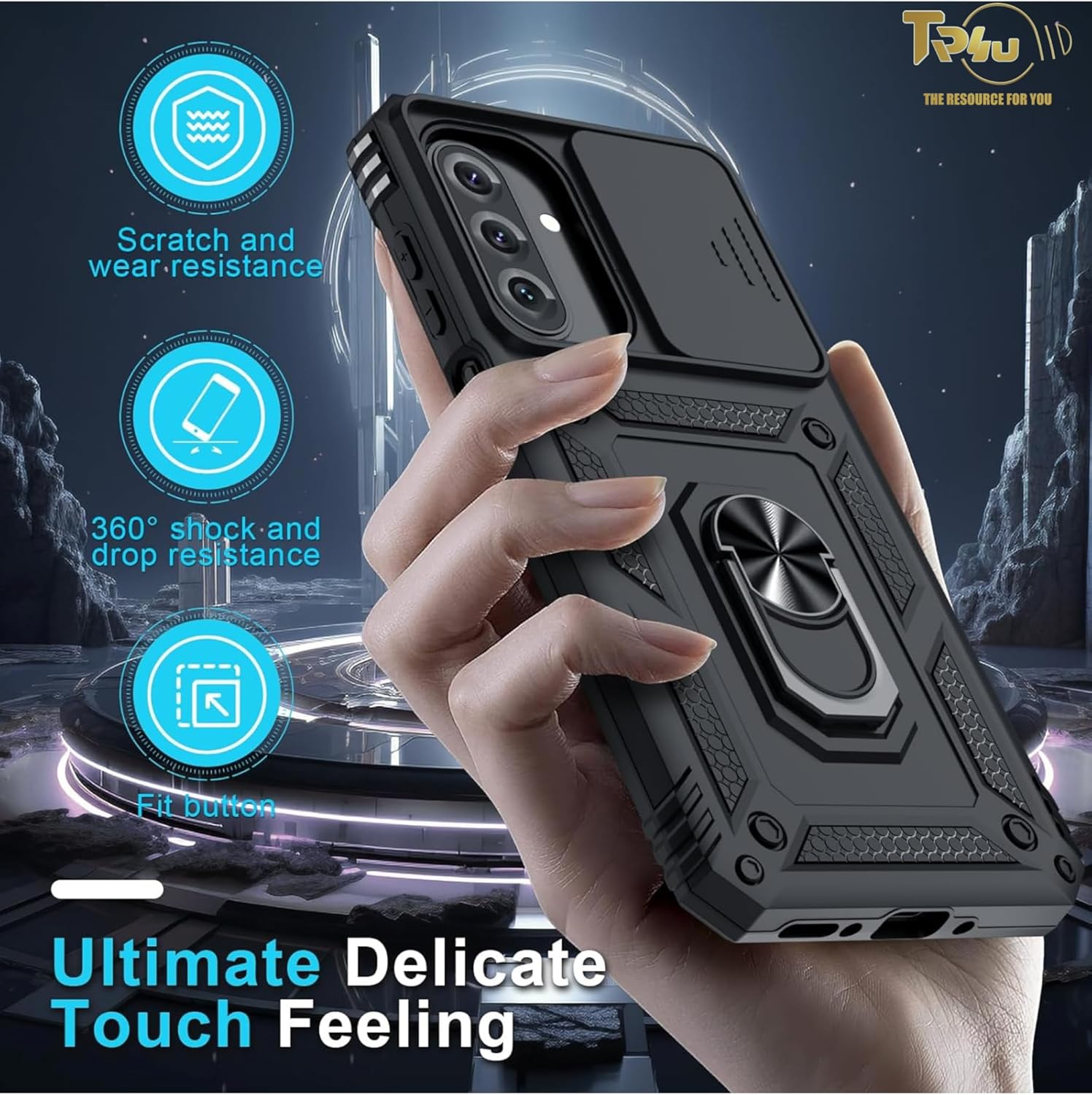 TR4U the Resource for You 2 in 1 Ring Kickstand Armor Case with 1-Pack Screen Protector Compatible with Samsung Galaxy A17 [Shockproof][Military Grade Protection] Protective Case for A17 (2025) image number 1