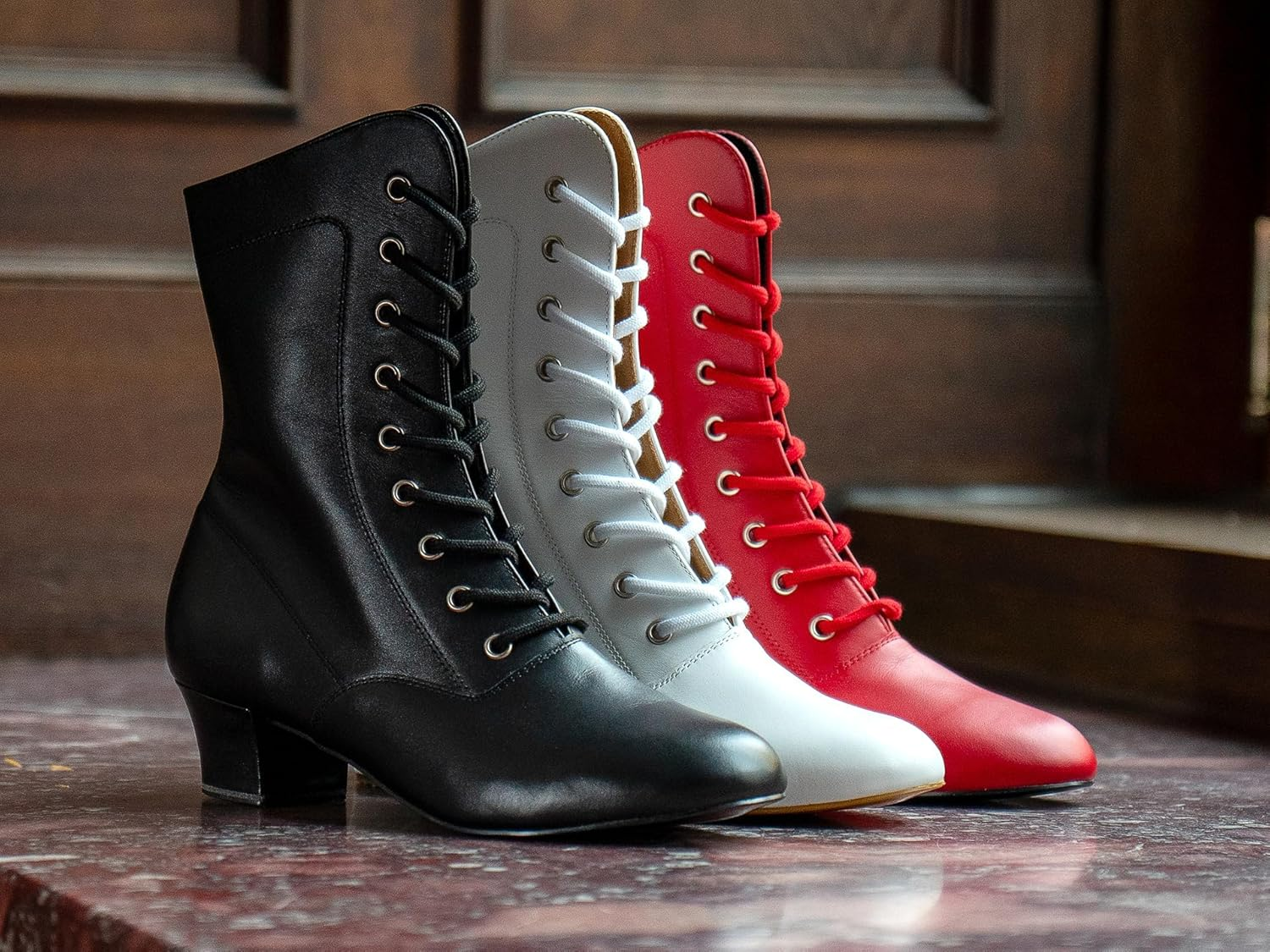 Diamant Women'S Garde Dance Boots 208-334-640-V - Smooth Leather Red - 190 Mm Shaft - 3.7 Cm Block Heel - Variospin Sole - Made in Germany image number 2