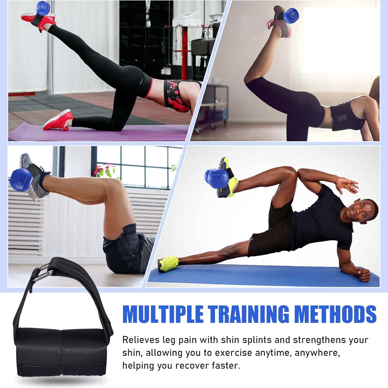 TOBWOLF 2PCS Tibialis Trainer, Adjustable Weights Dumbbell Ankle Straps, Ankle Weights Lifting Foot Weights Ankle Band for Leg Curl Kickbacks Leg Extensions Booty Workouts Lower Body Strength Training image number 1