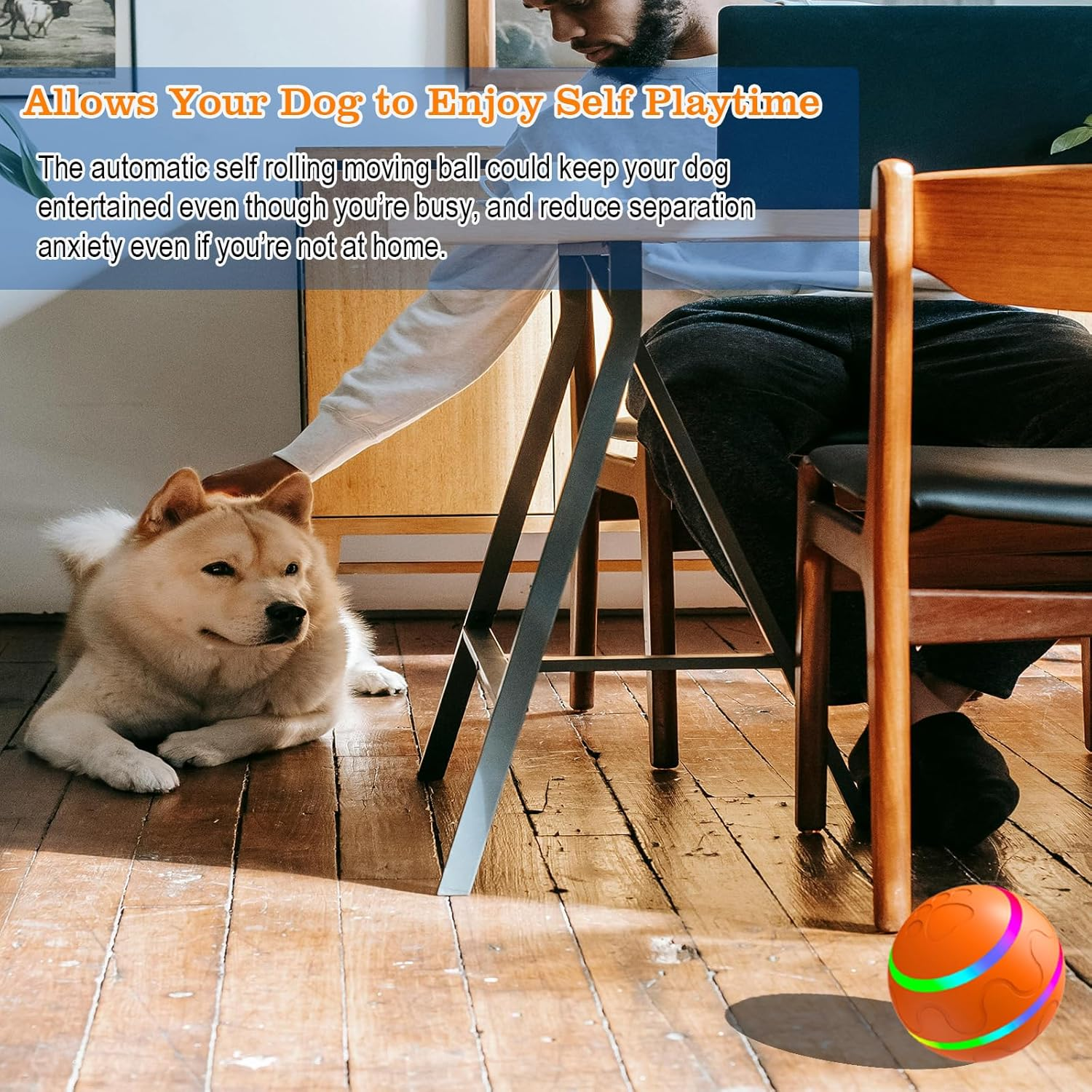 SZMDLX Dog Ball Toys, Interactive Automatic Rolling Ball with 2 Modes, USB Rechargeable, Moving Bouncing Ball for Dogs Cats Pets