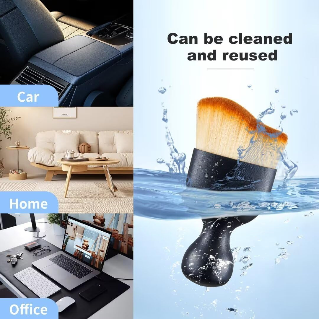 XZHFDC Car Interior and Exterior Soft Bristles Detail Dust Automotive Brush Dusting Brush Dashboard Cleaning Brush Home Office Computer Keyboard Dusting Tools+ Double-Sided Suede Cleaning Towel image number 5