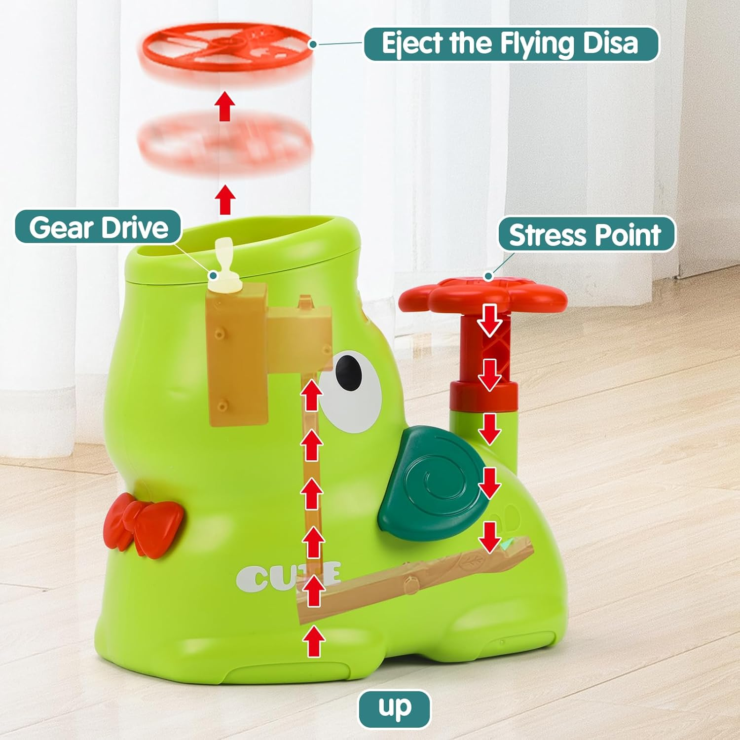 Kaekid Indoor Outdoor Toys for 3+ Year Old Kids - Flying Discs Launcher Toy with 2 Catch Nets, Birthday Fun Gifts Toys for 3 4 5 6 Year Old Girl Boys (Elephant) image number 1