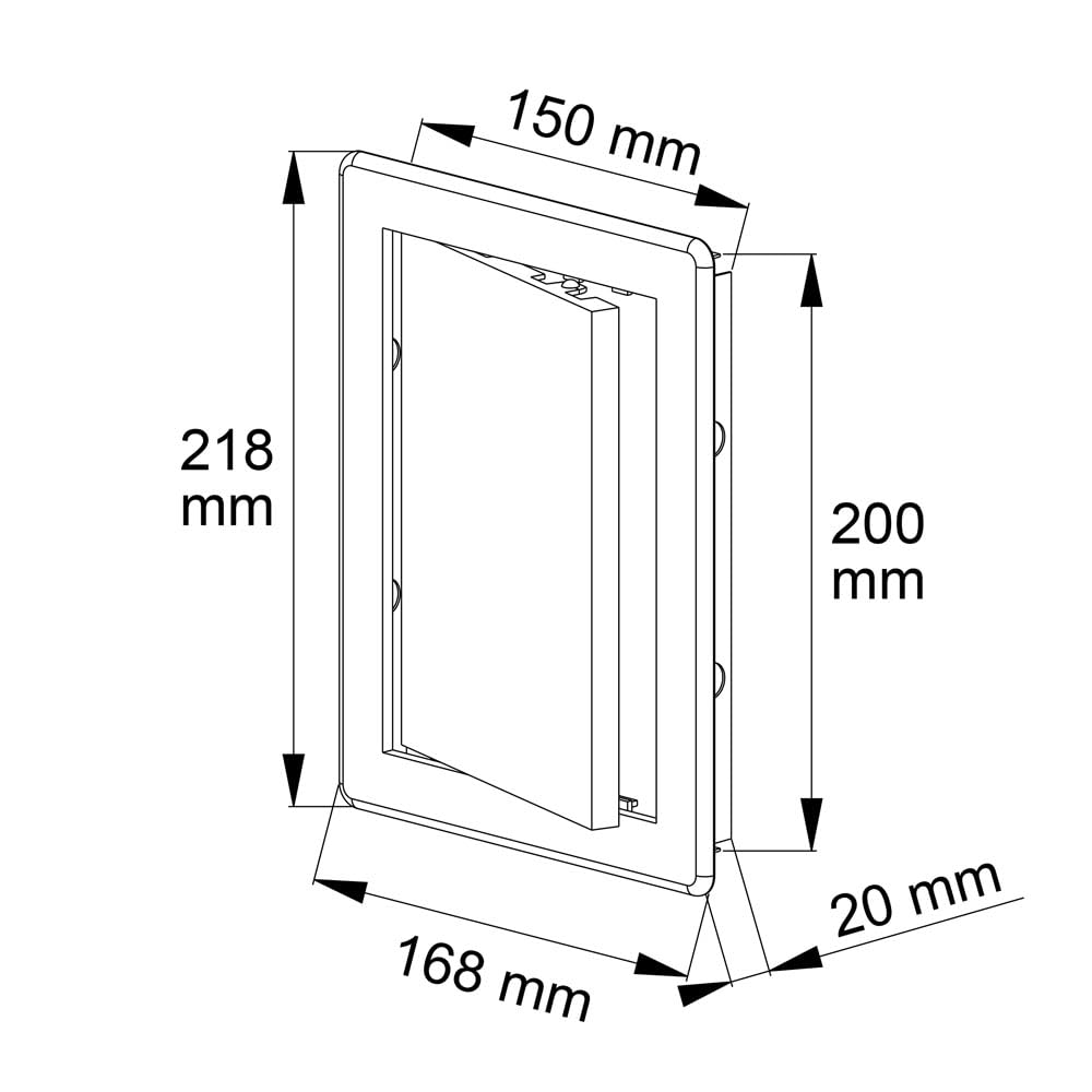 Awenta Plastic Access Flap Door 150 X 200 Mm - White Cover Plate for Opening Flap - Box Door Lock - Door Bolt - Concealed Hinge - Removable Door - Paintable Smooth Finish image number 4