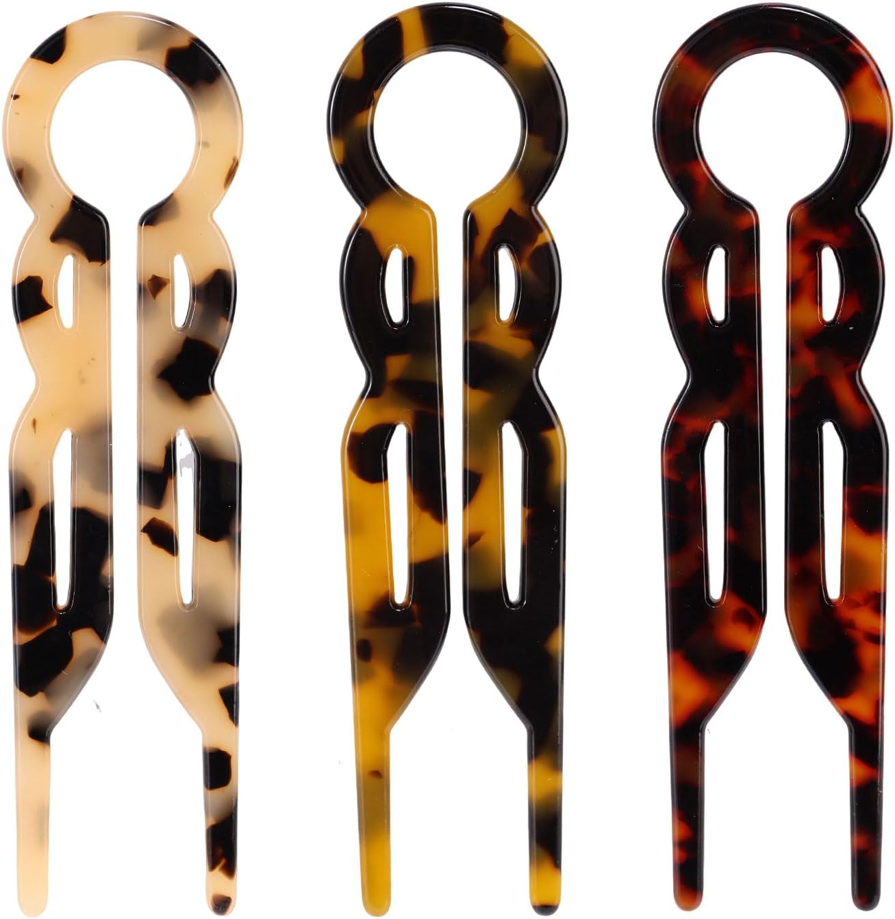 BOXOB 3Pcs French Hair Pin, U-Shaped Magic Acetate Hair Pin French Sticks for Women Buns Thick Fine Long Curls Styling Accessories (3 Colors)