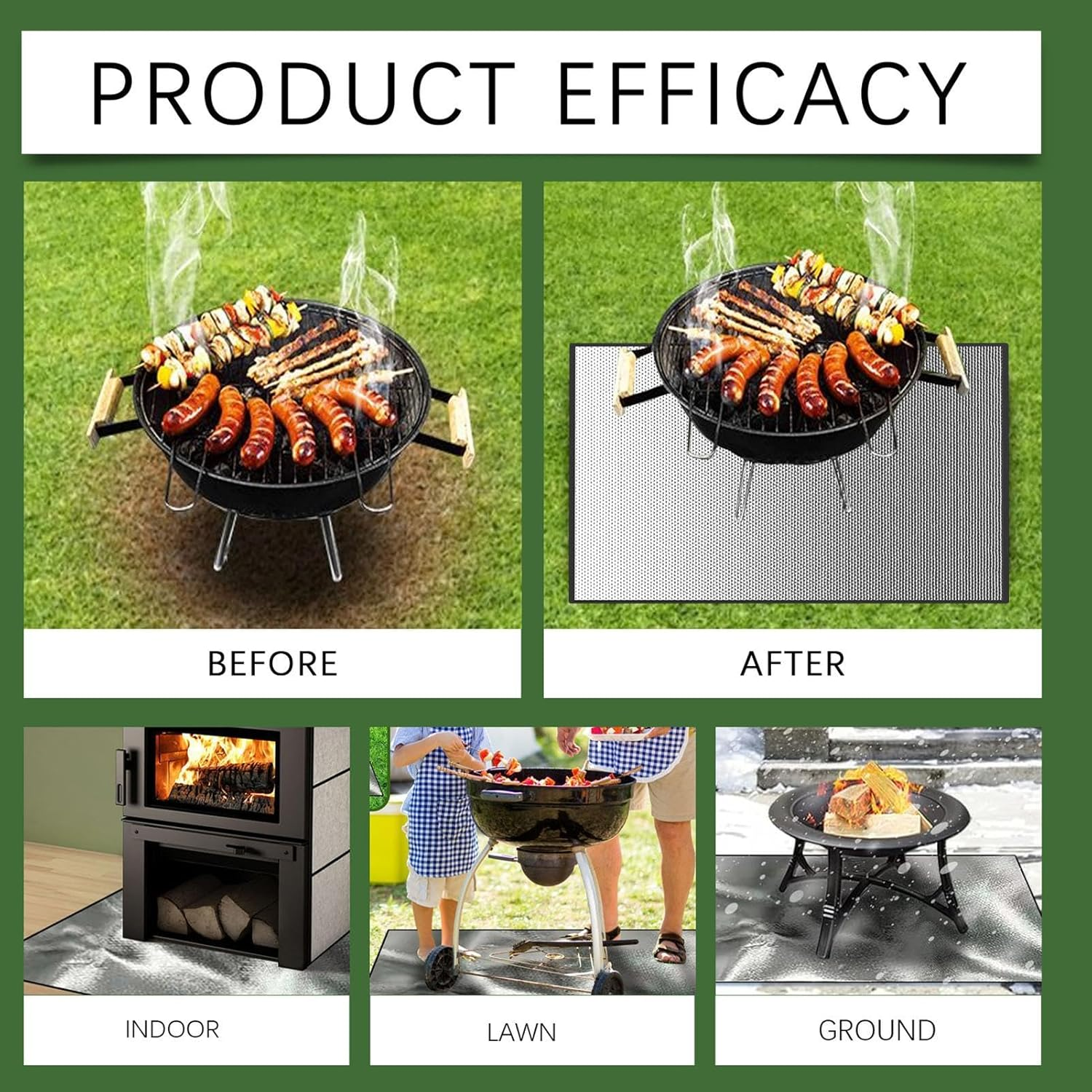 Nybhyjka Outdoor Grill Fire Mat - 40X40Inches Outdoor Heat Resistant Fireproof Mat BBQ Grill Mat | Waterproof Fireplace Mat Anti-Slip Reusable Protective Mat for Grill & Deck image number 4