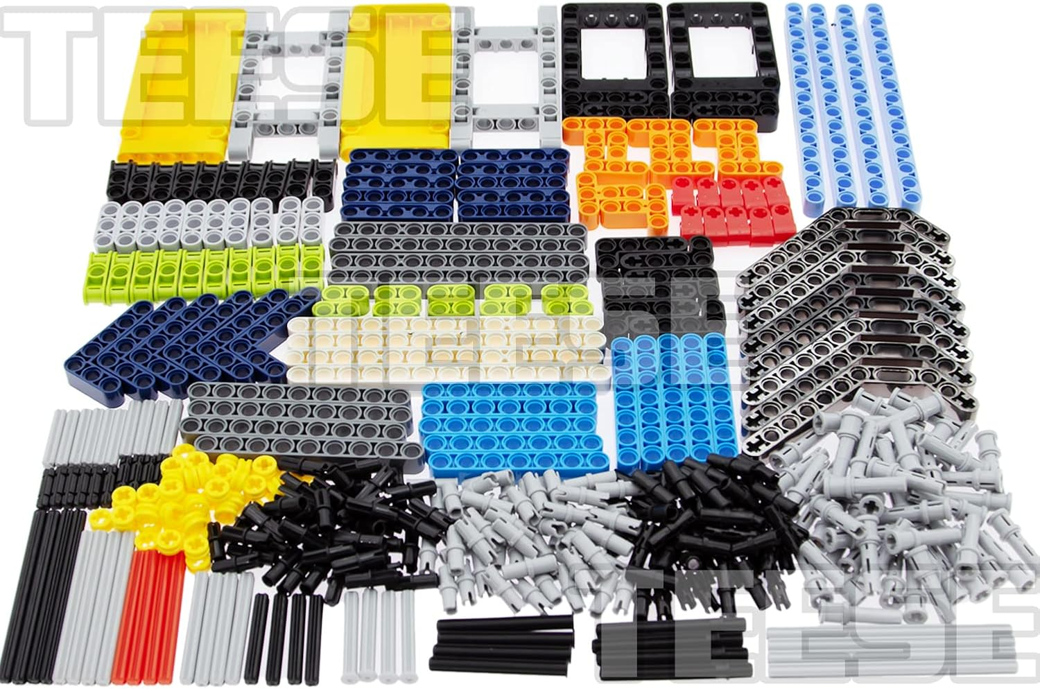TEESE 430Pcs Technic-Beam-Frame-Axles-Pins Compatible with Technic-Parts,For Stem-Moc-Technic-Project Bulk-Blocks(Random Color) image number 1