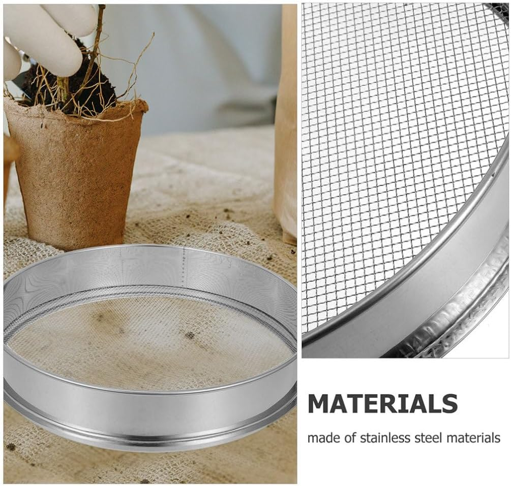 Milisten Garden Soil Sifter Stainless Steel Soil Sieve 10 Inch Handheld Strainer for Sifting Compost Potting and Removing Stones Twigs image number 1