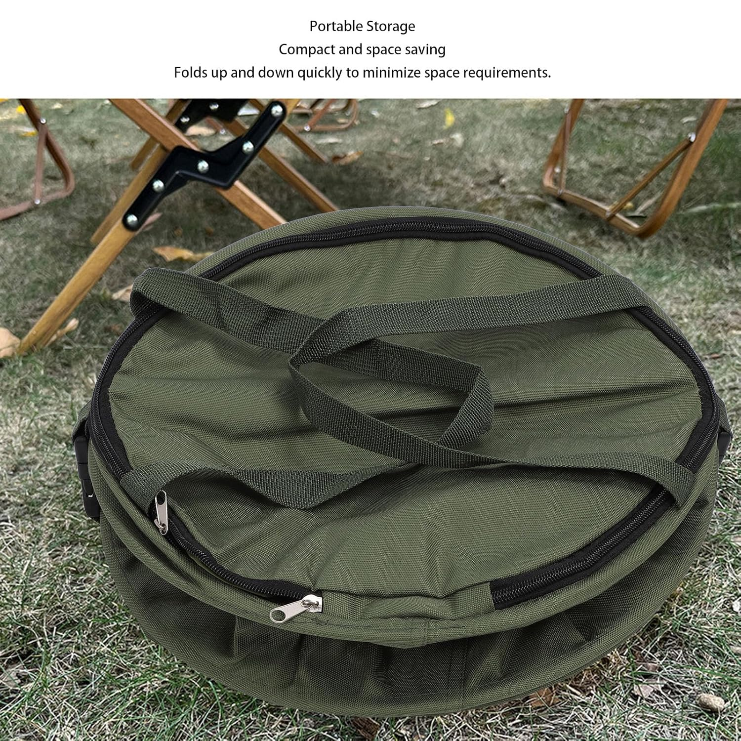 Collapsible Trash Can, Pop up Outdoor Garbage Can 600D Oxford Cloth Camping Trash Can Utility Container with Lid, Reusable Outdoor Trash Garden Yard Trash Bag for Camping, image number 2