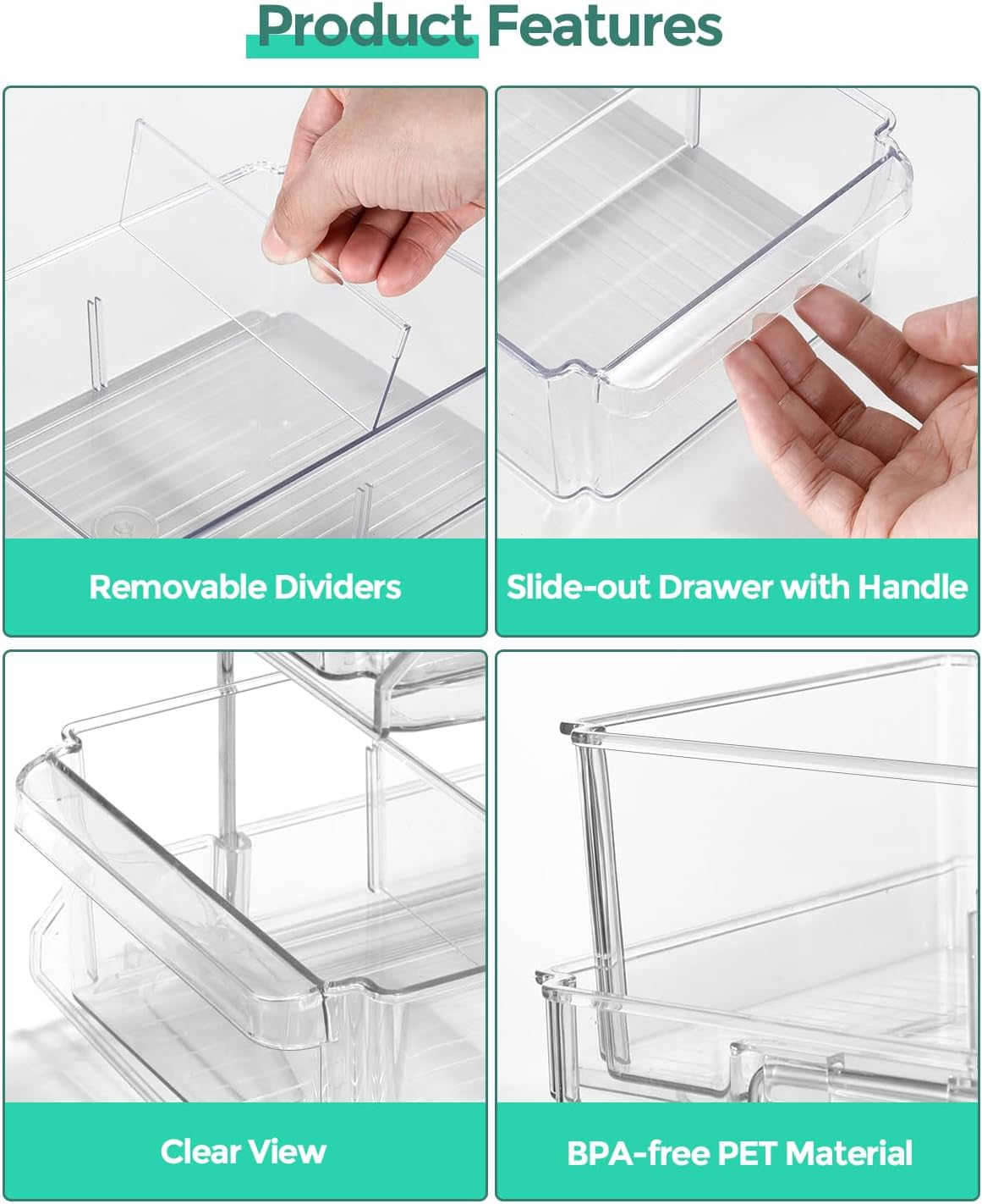 IPOW 2 Pack of 2 Tier Pull Out Kitchen Storage Organizer with Dividers, Organiser for Kitchen Bathroom Pantry Storage, Medicine Cabinet, under Sink image number 2